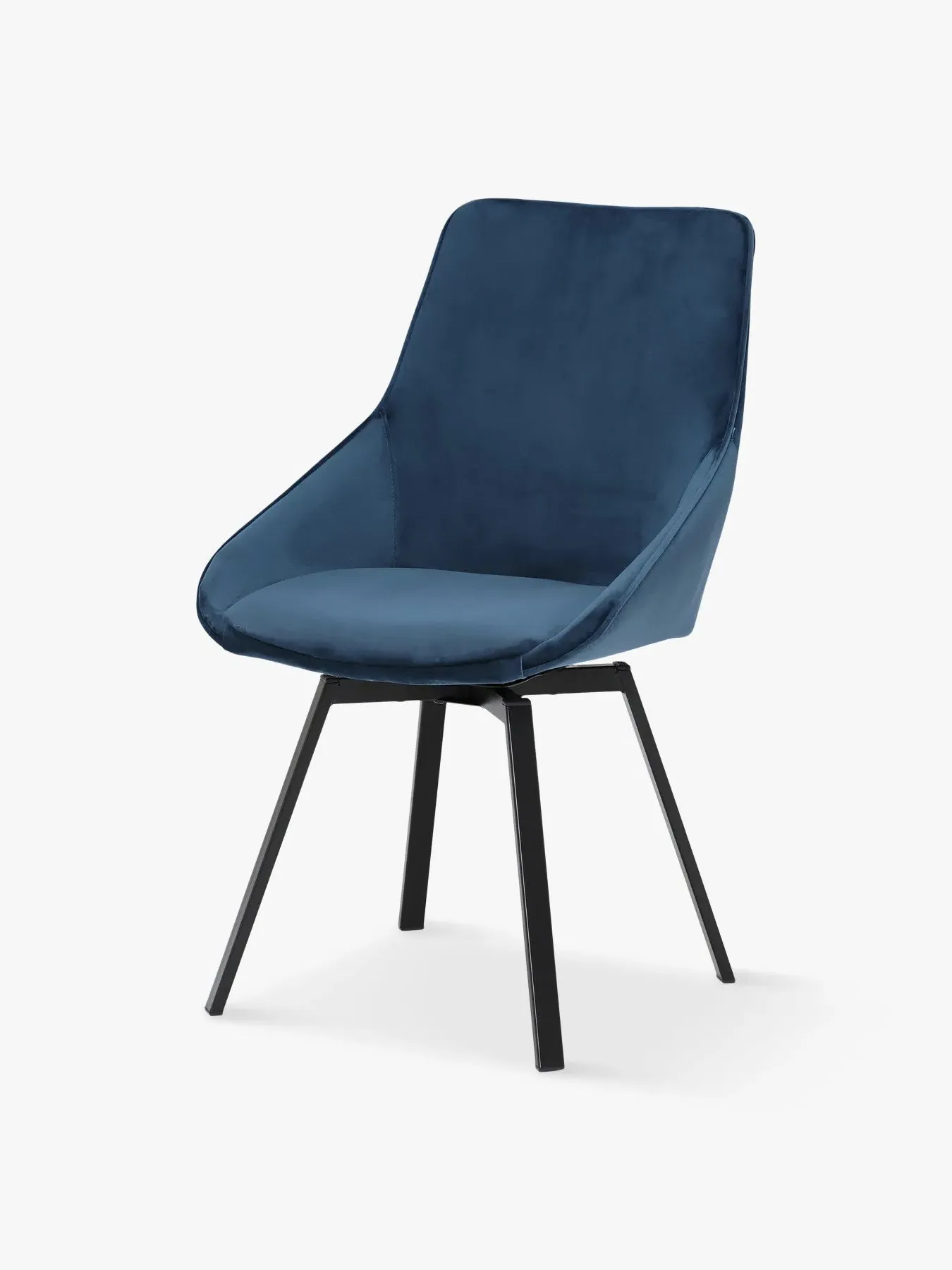 Dining Chair with Metal Legs - Blue, Velvet image