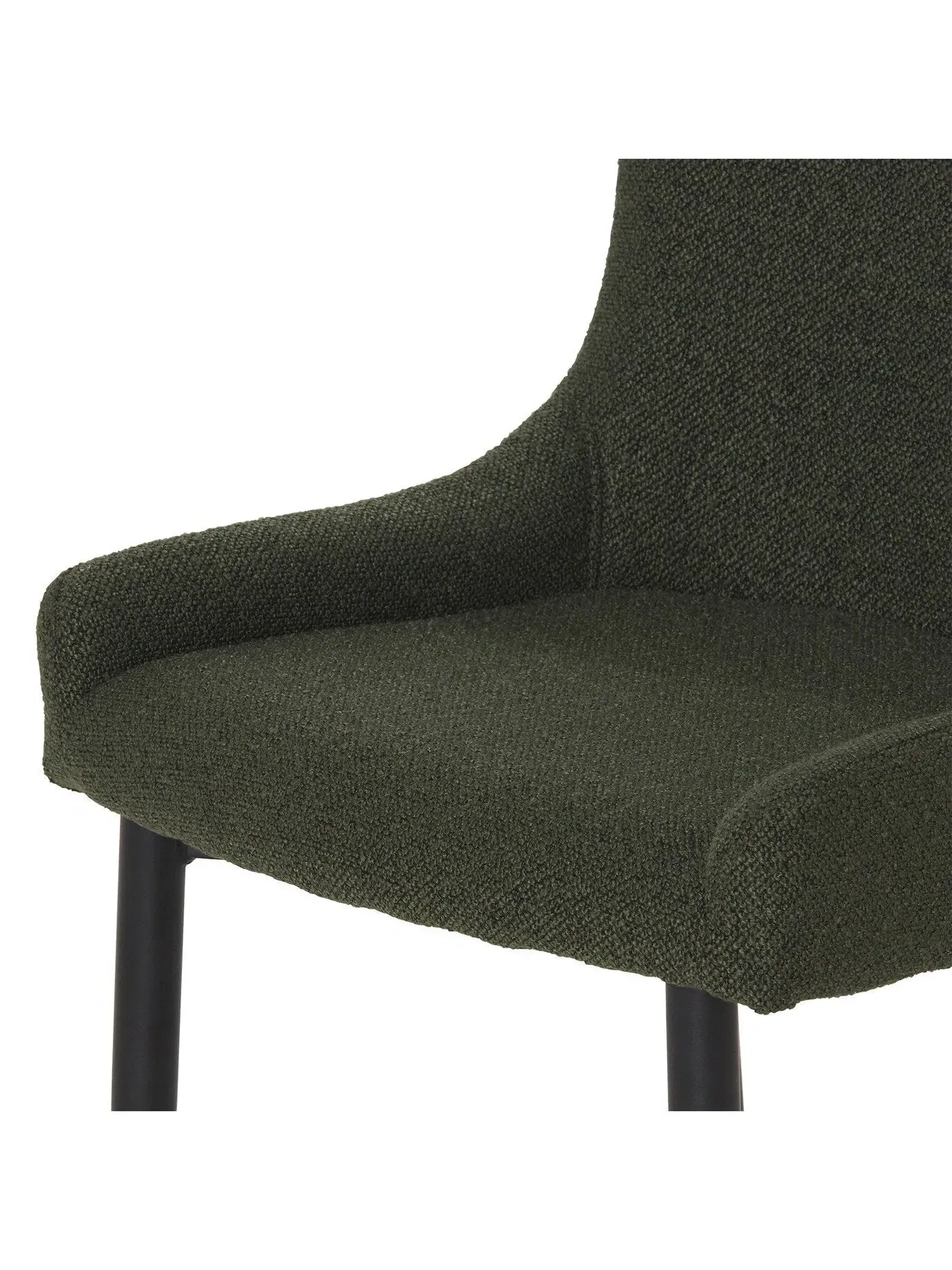 Dining Chair with Metal Legs - Green, Boucle