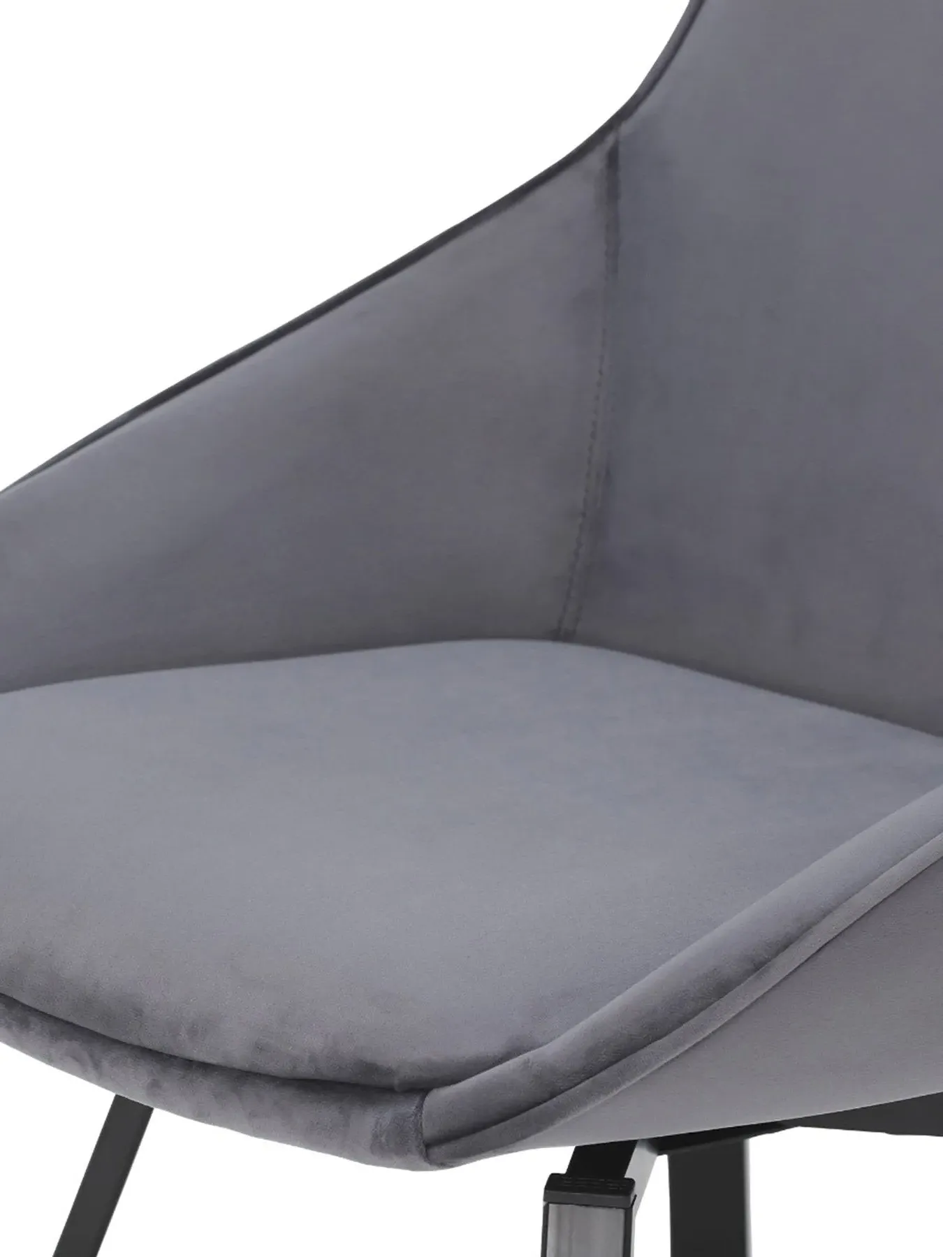 Dining Chair with Metal Legs - Grey, Velvet