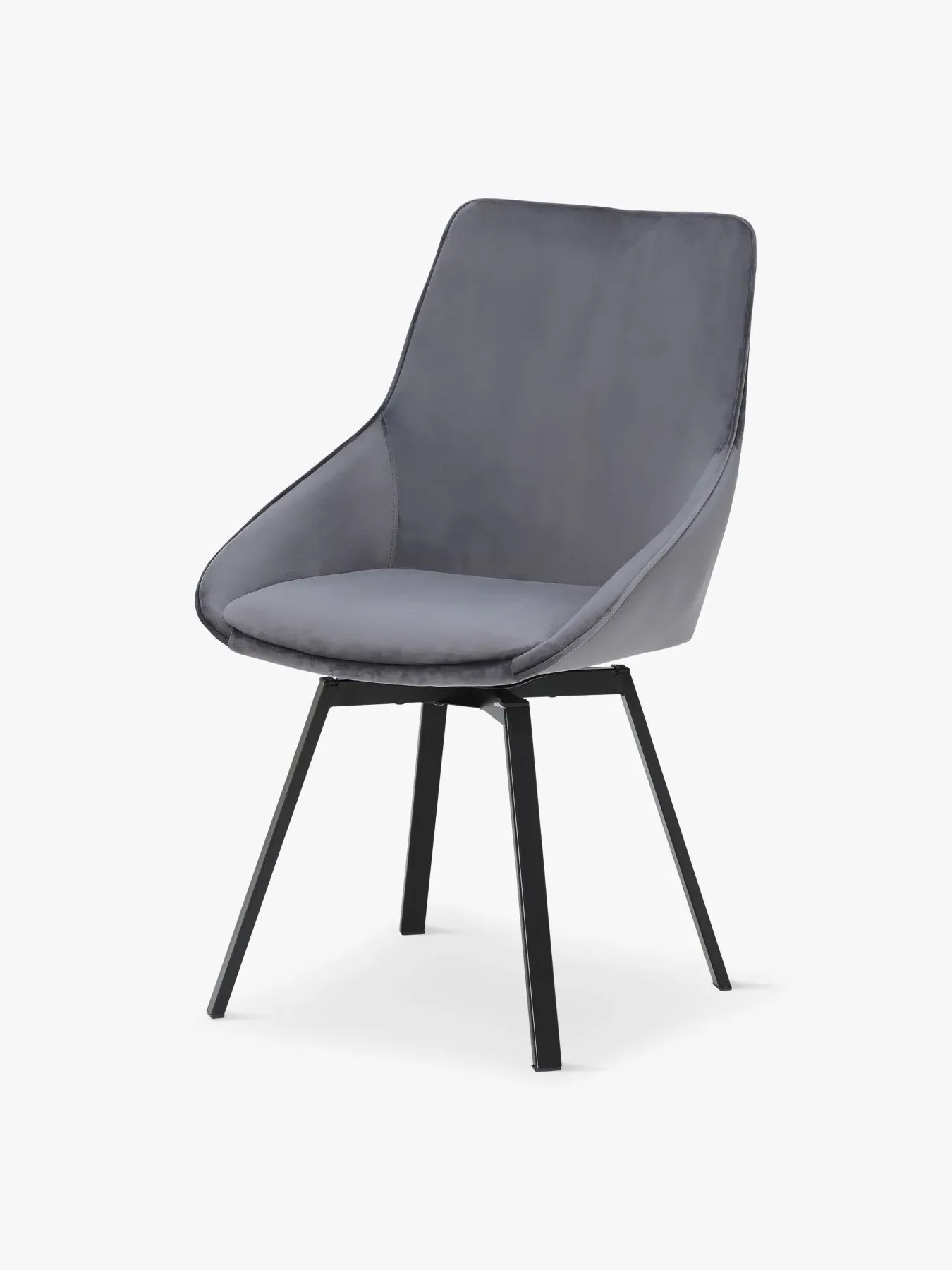 Dining Chair with Metal Legs - Grey, Velvet image