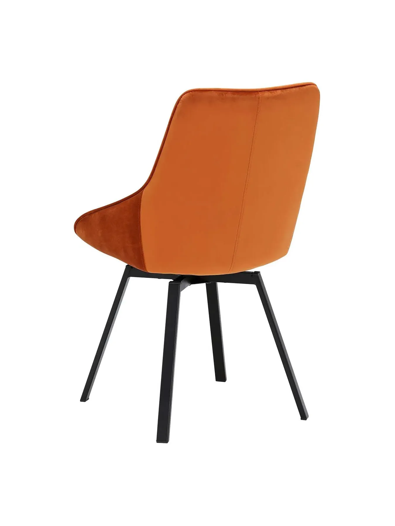 Dining Chair with Metal Legs - Orange, Velvet