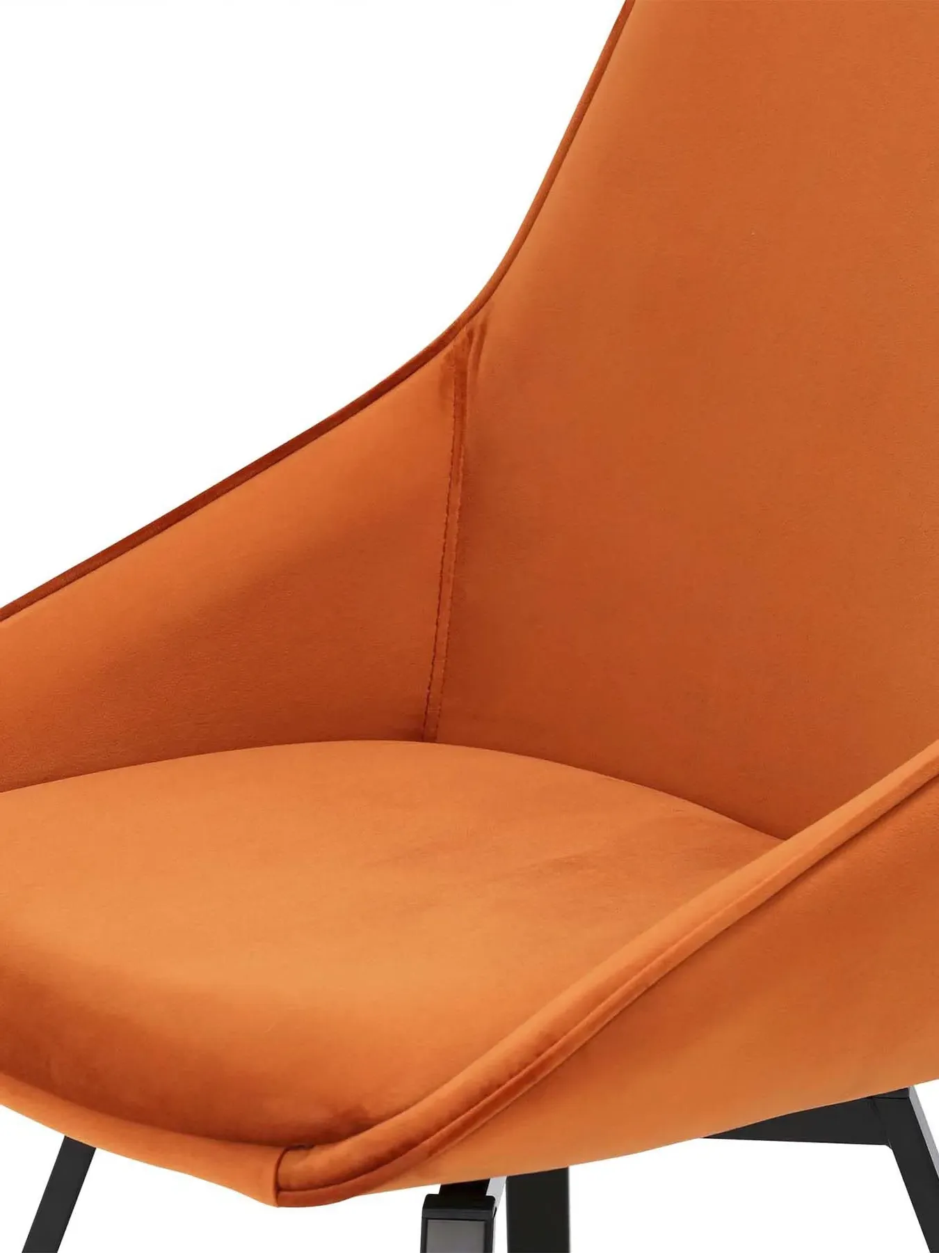 Dining Chair with Metal Legs - Orange, Velvet