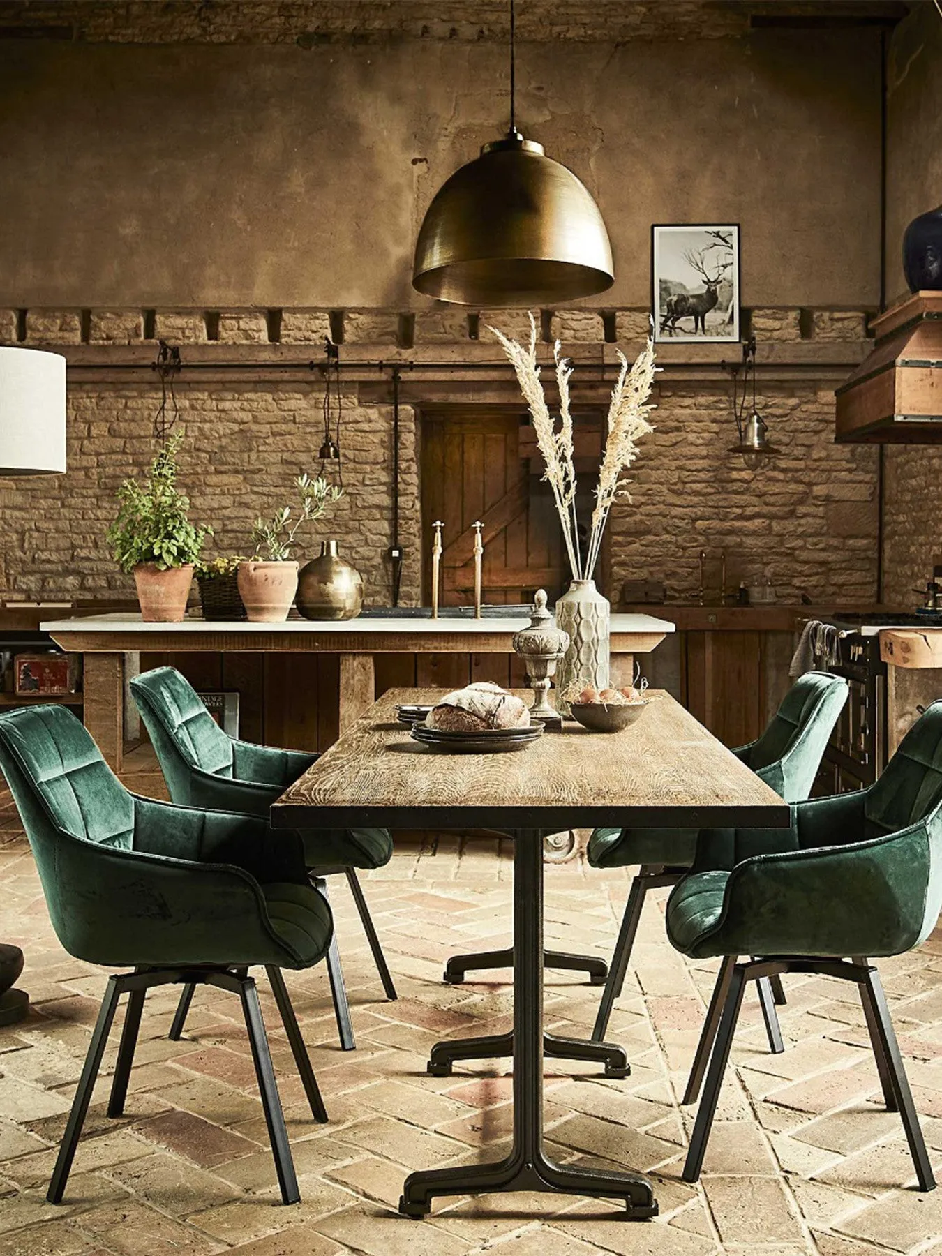 Dining Chair with Quilted Upholstery - Green, Velvet