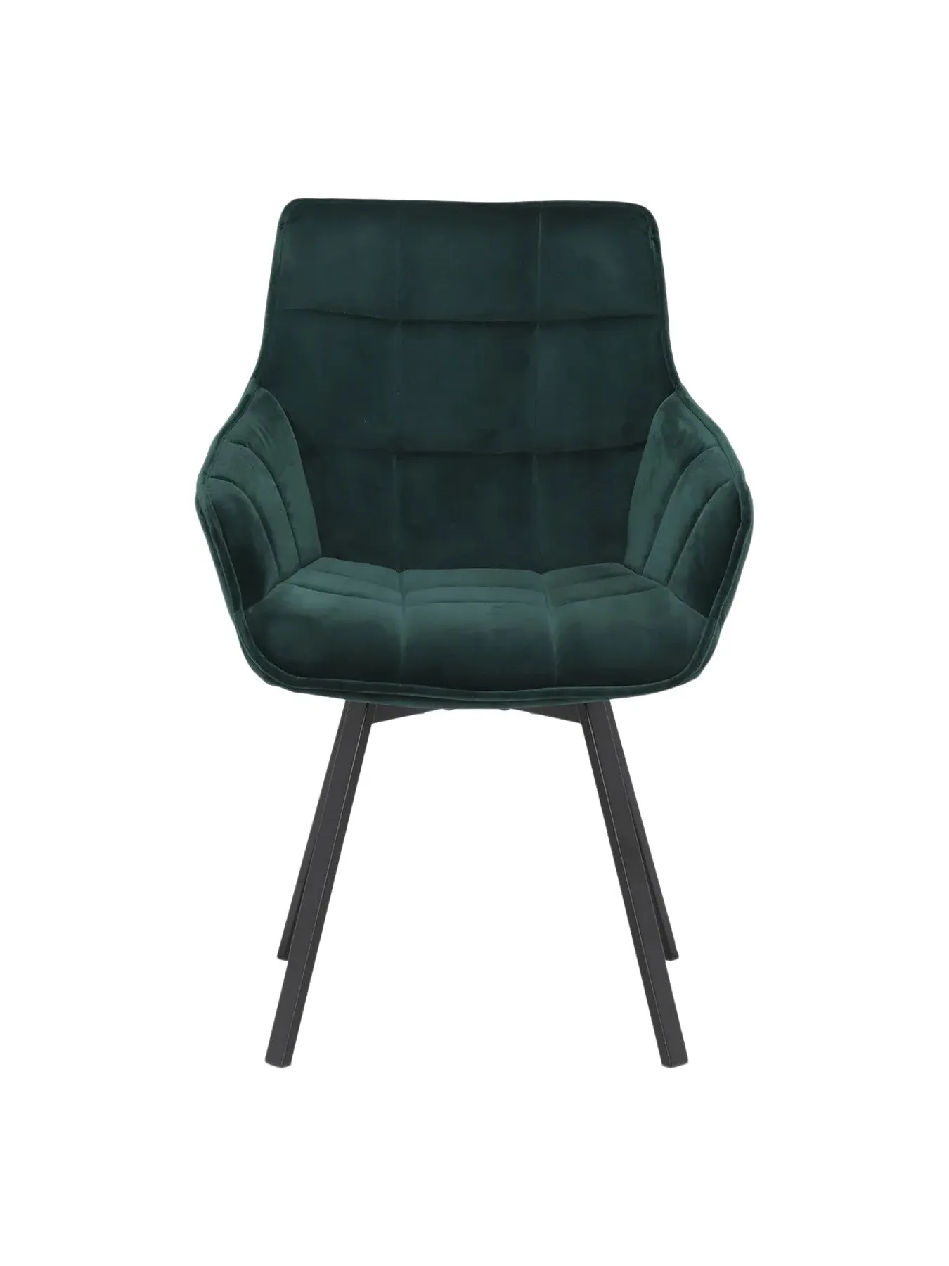 Dining Chair with Quilted Upholstery - Green, Velvet