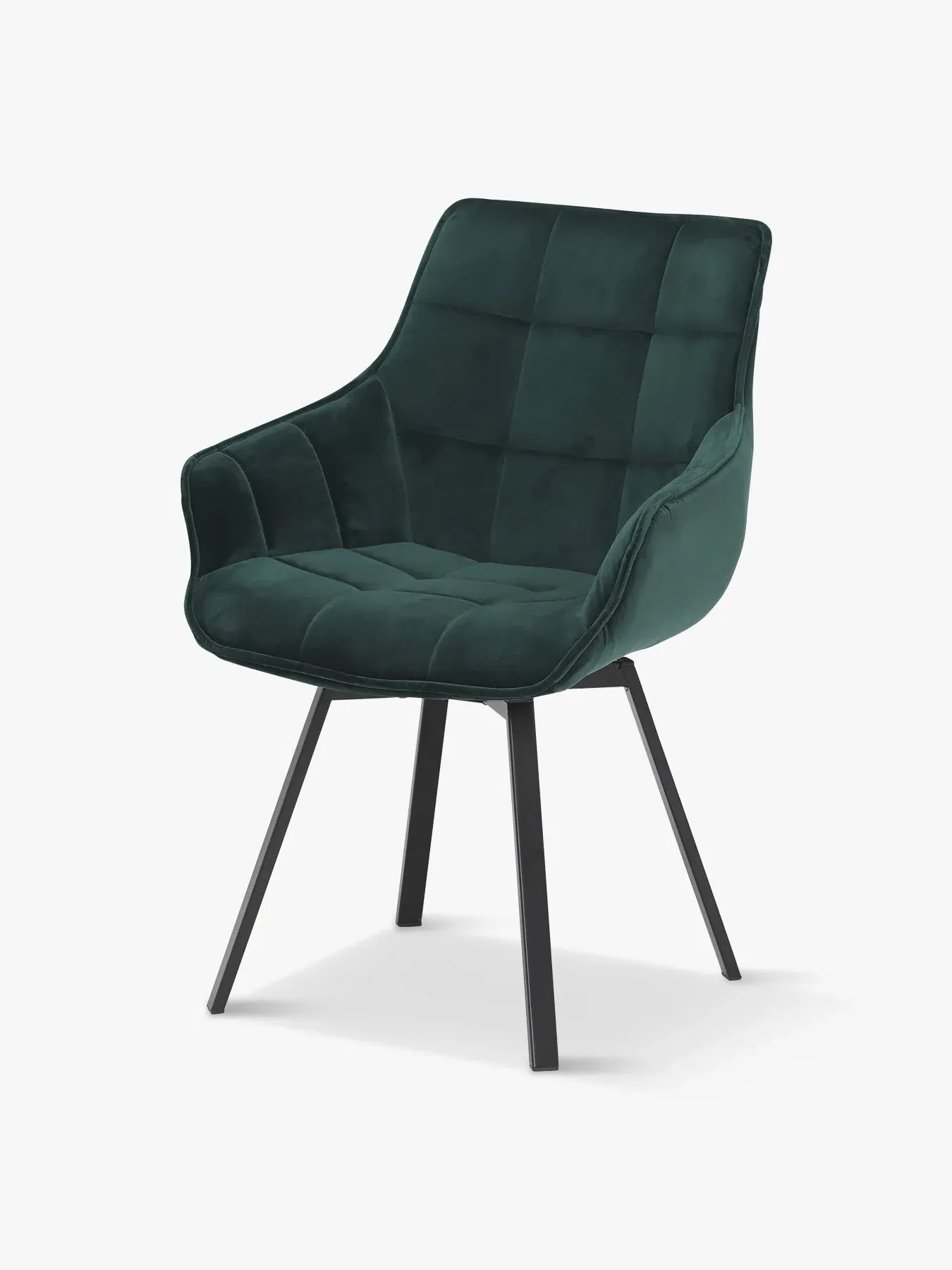 Dining Chair with Quilted Upholstery - Green, Velvet image