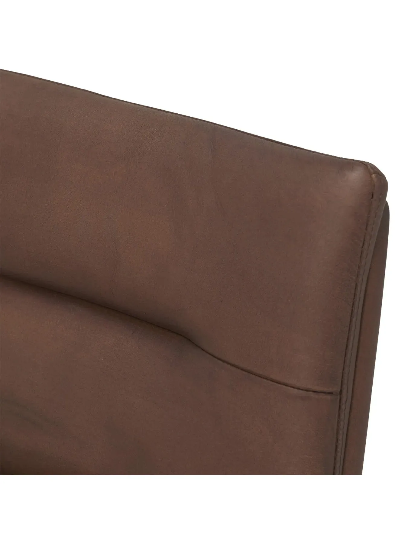 Dining Chair with Stitch Detail - Brown, Leather