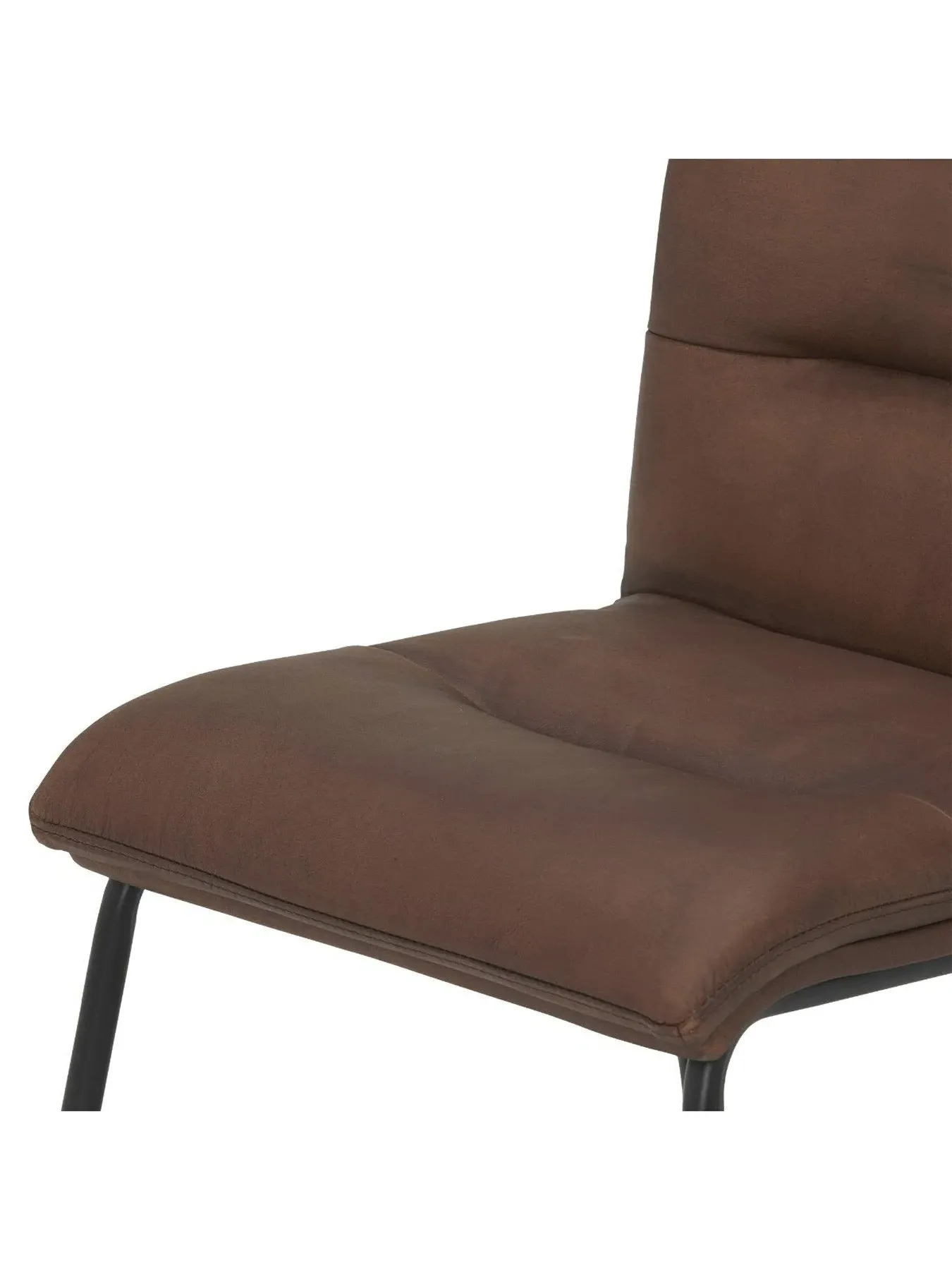 Dining Chair with Stitch Detail - Brown, Leather