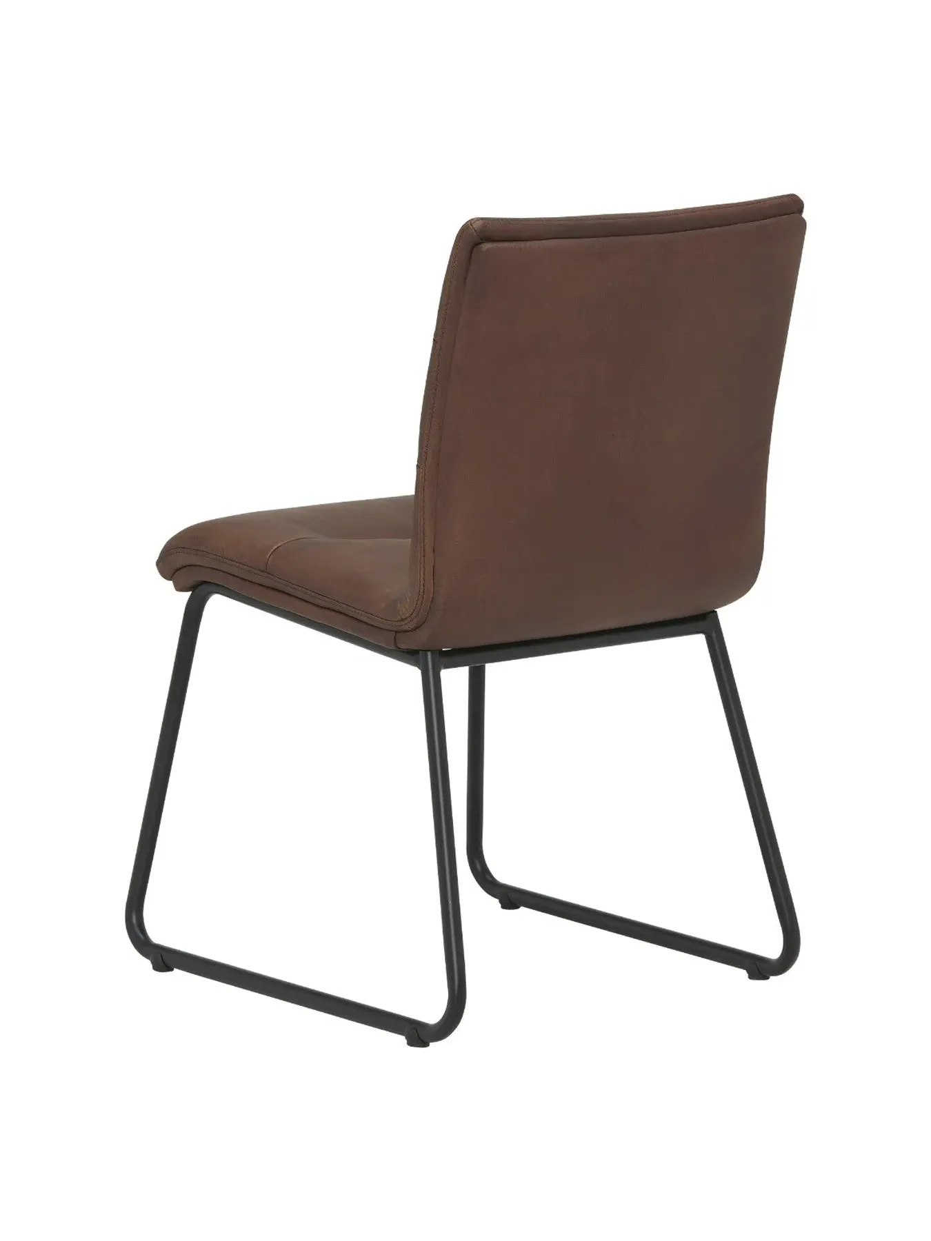Dining Chair with Stitch Detail - Brown, Leather