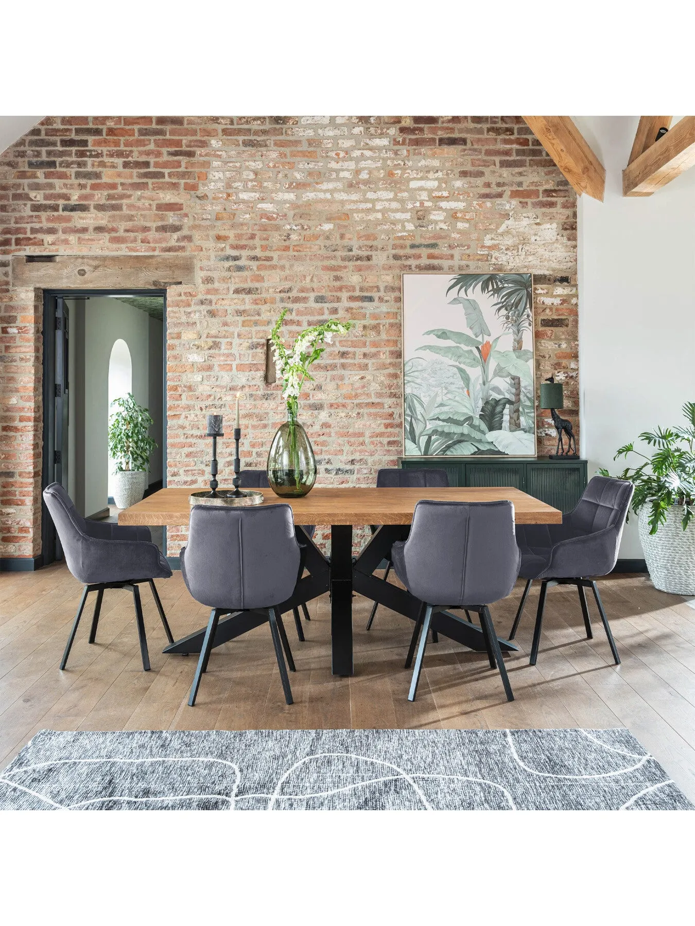 Dining Chair with Velvet Upholstery - Grey