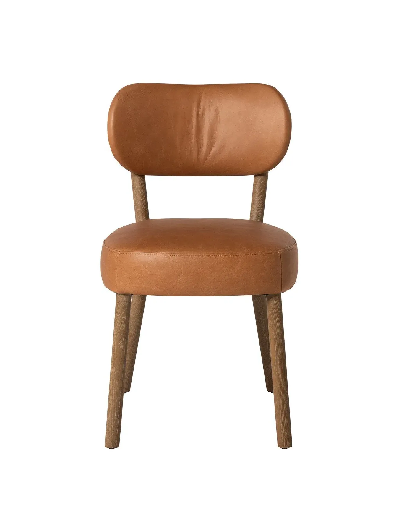 Dining Chair with Wooden Frame - Brown, Leather