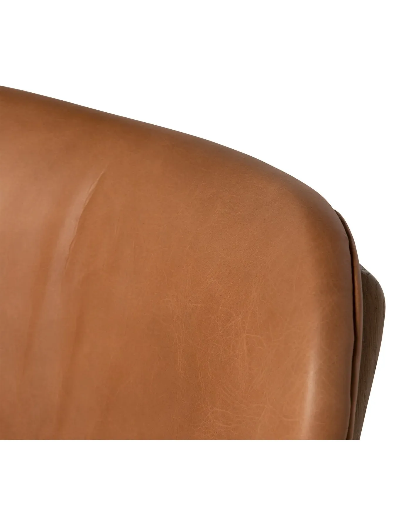 Dining Chair with Wooden Frame - Brown, Leather