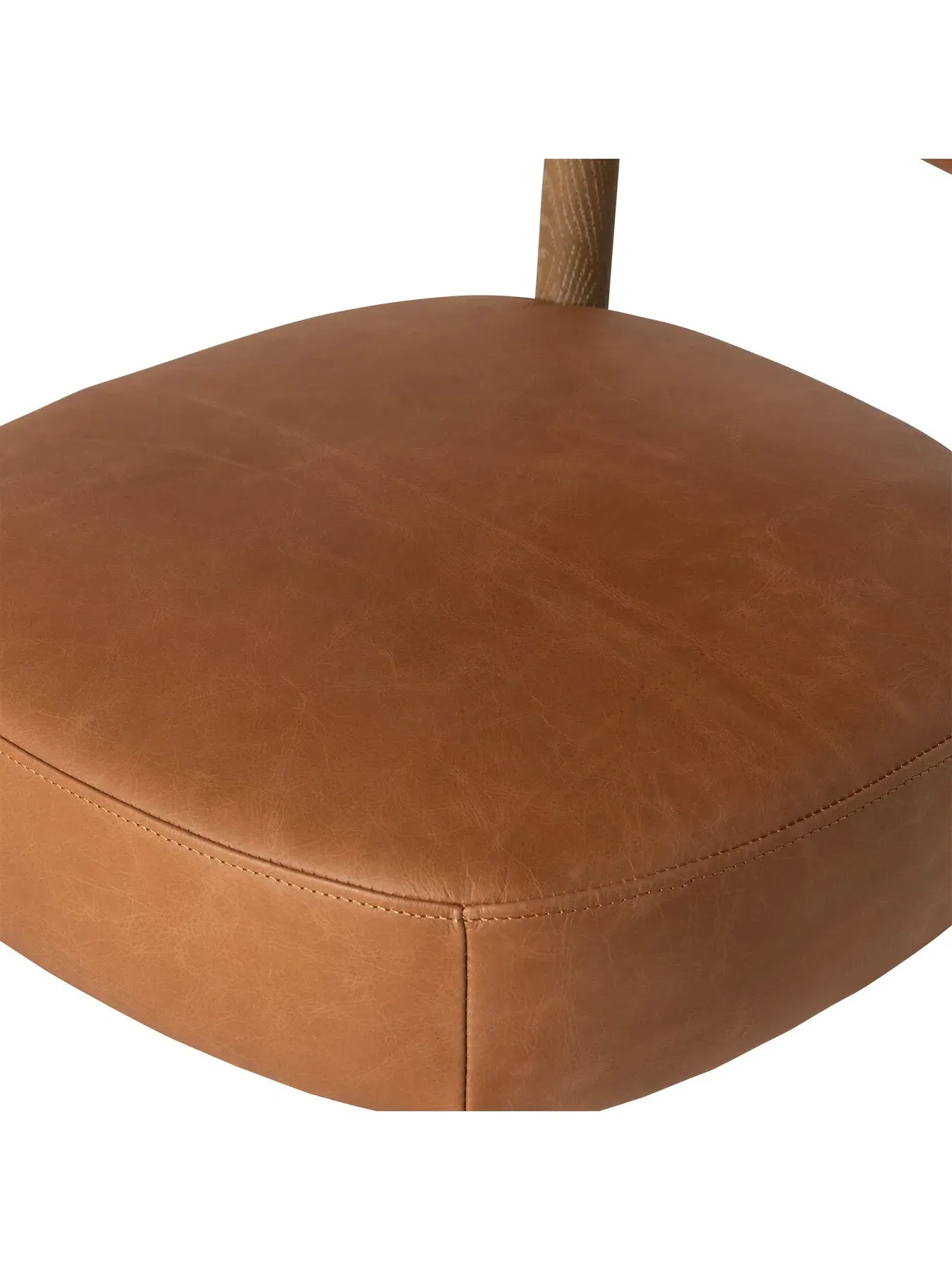 Dining Chair with Wooden Frame - Brown, Leather