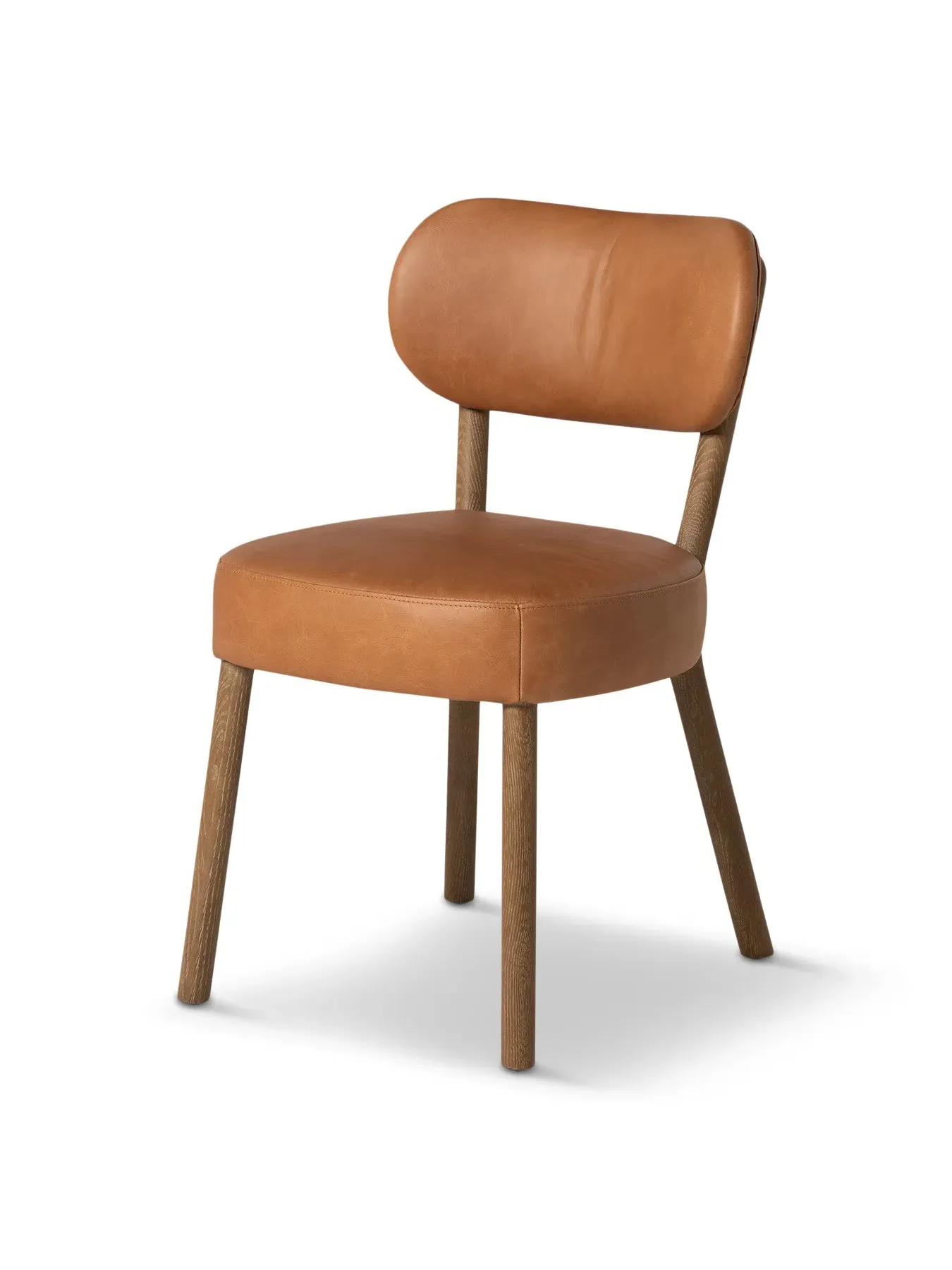 Dining Chair with Wooden Frame - Brown, Leather image