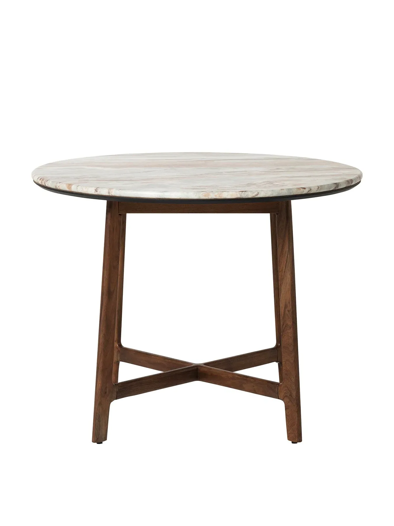 Dining Table with Marble Top - Brown, Acacia Wood
