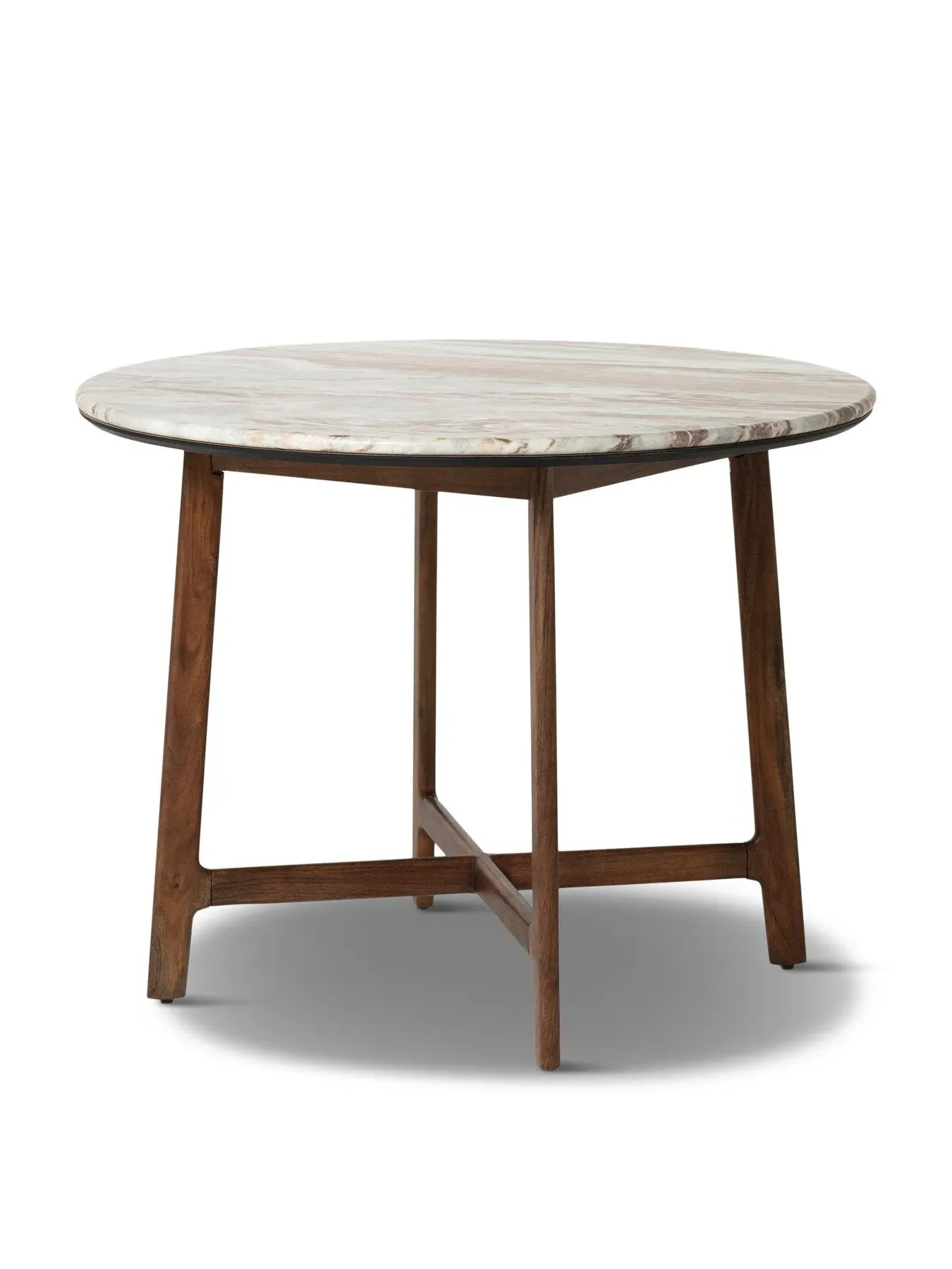 Dining Table with Marble Top - Brown, Acacia Wood image