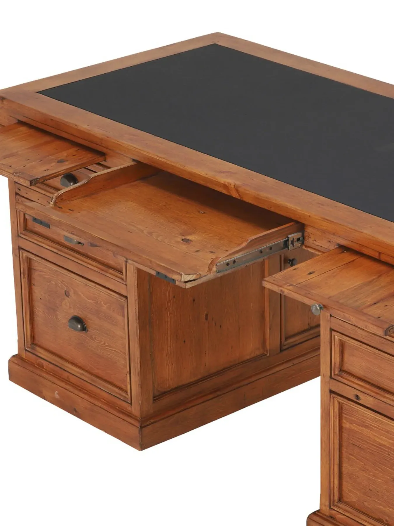 Double Pedestal Desk - Reclaimed Pine, Wood
