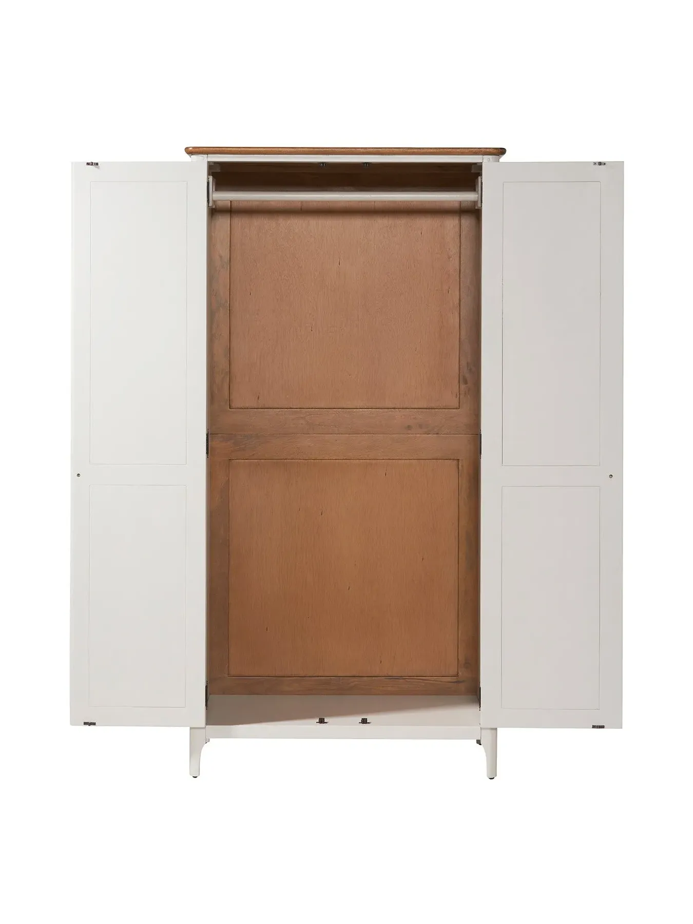 Double Wardrobe with Storage - White, Mango Wood