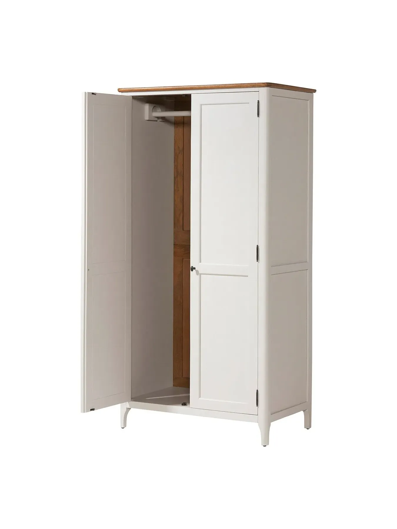 Double Wardrobe with Storage - White, Mango Wood