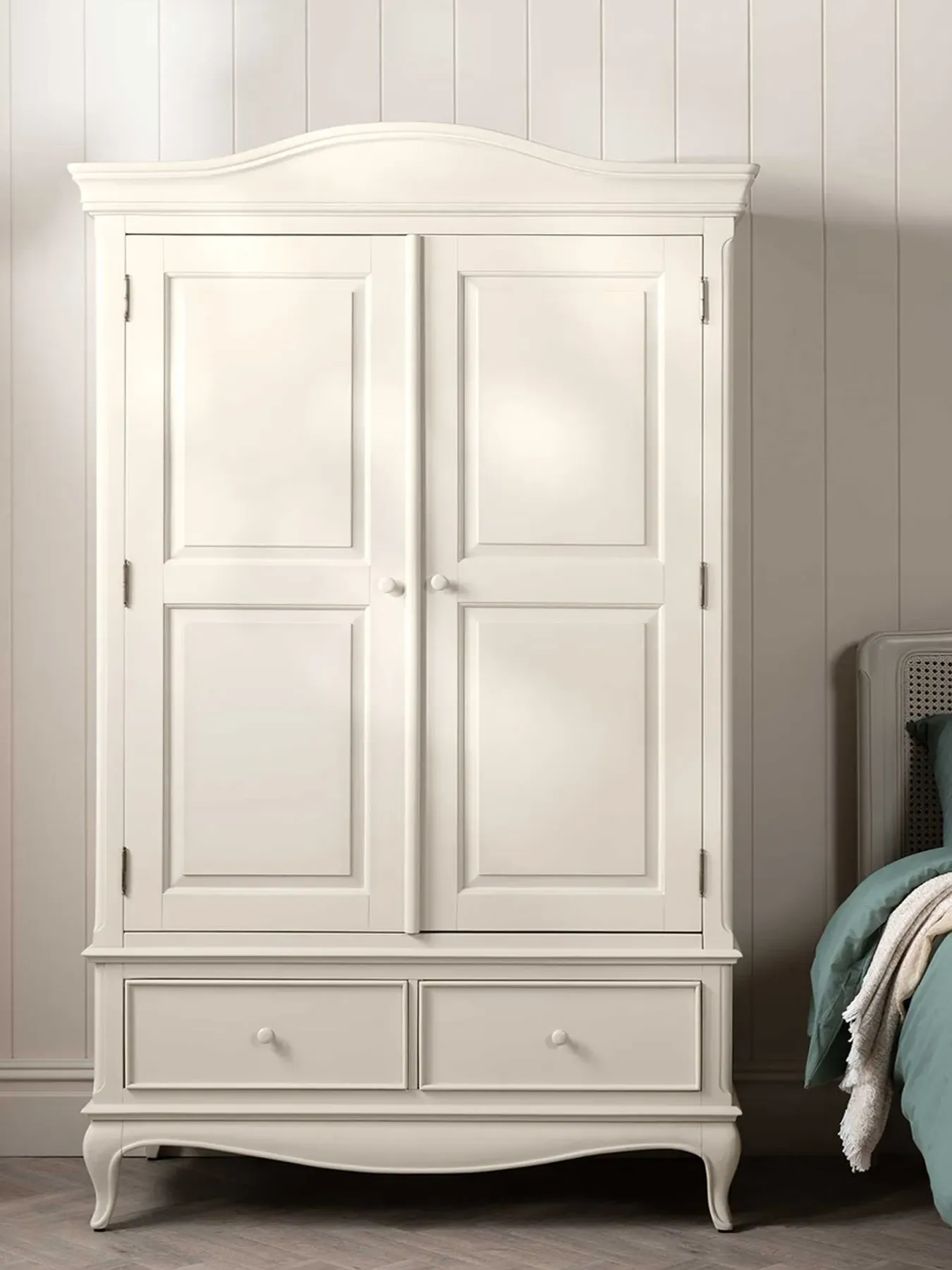 Double Wardrobe with Storage - White, Wood