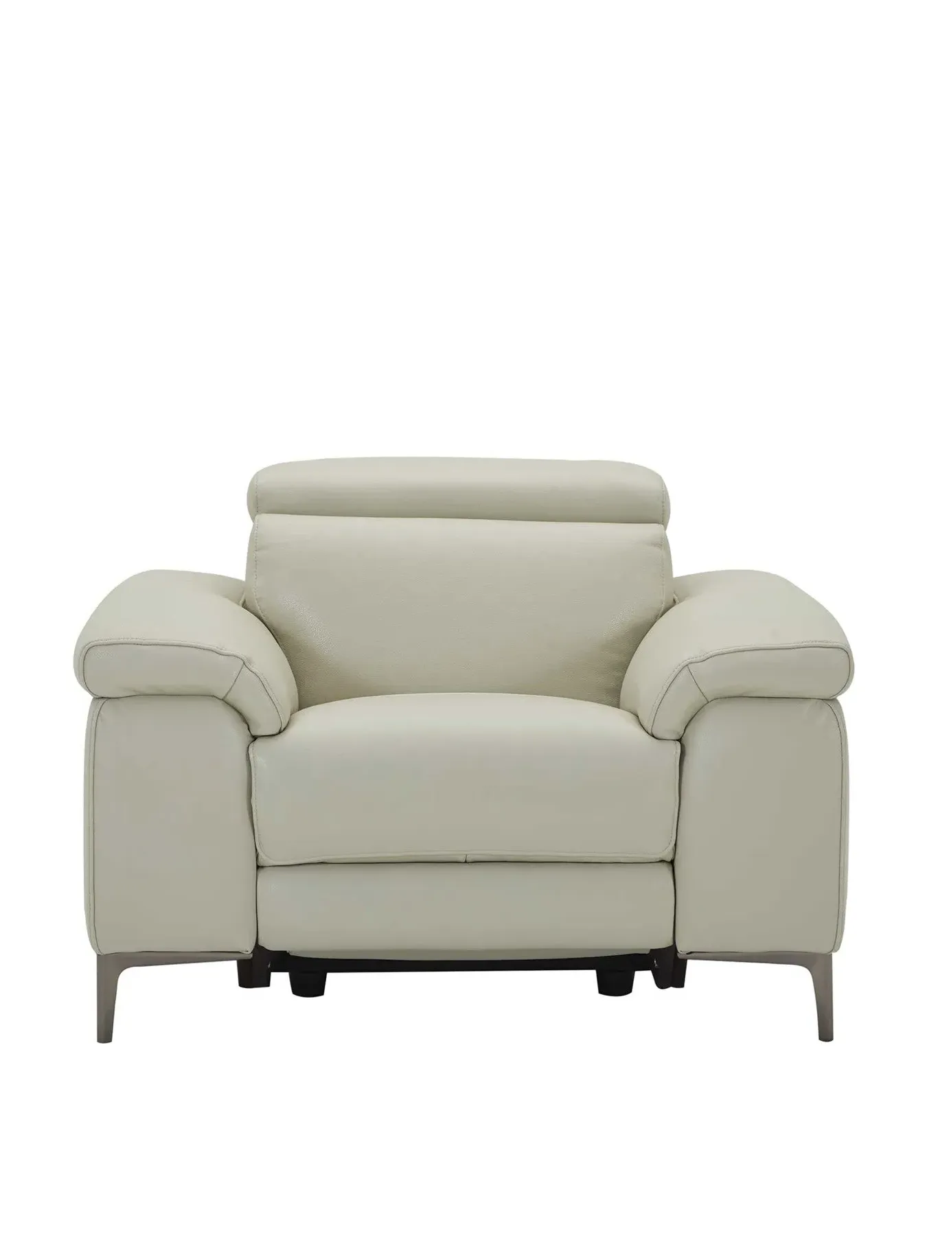 Electric Recliner Armchair with Headrest - Grey, Leather