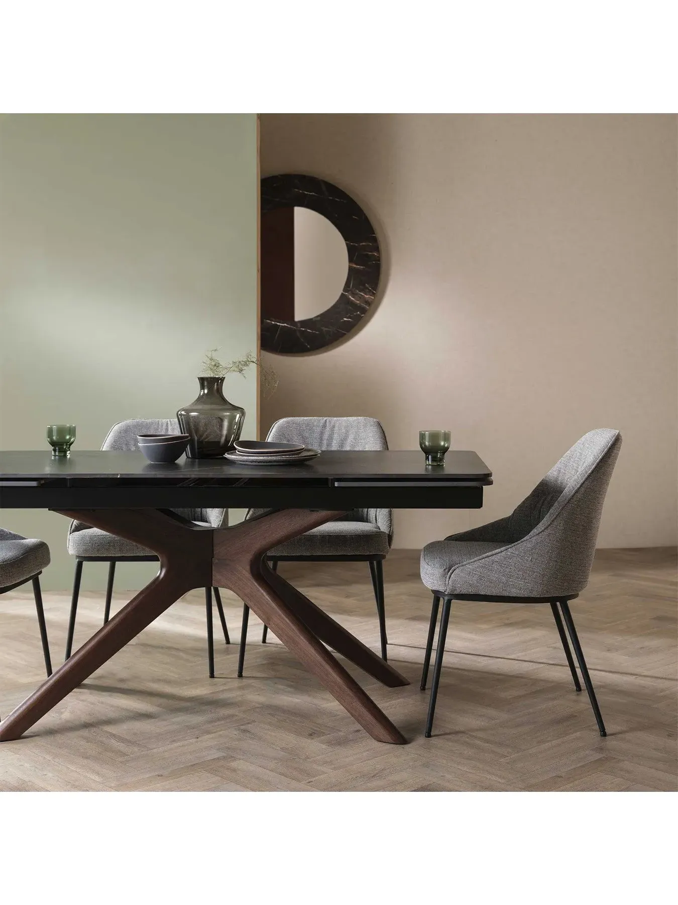 Extending Dining Table - Black, Ceramic