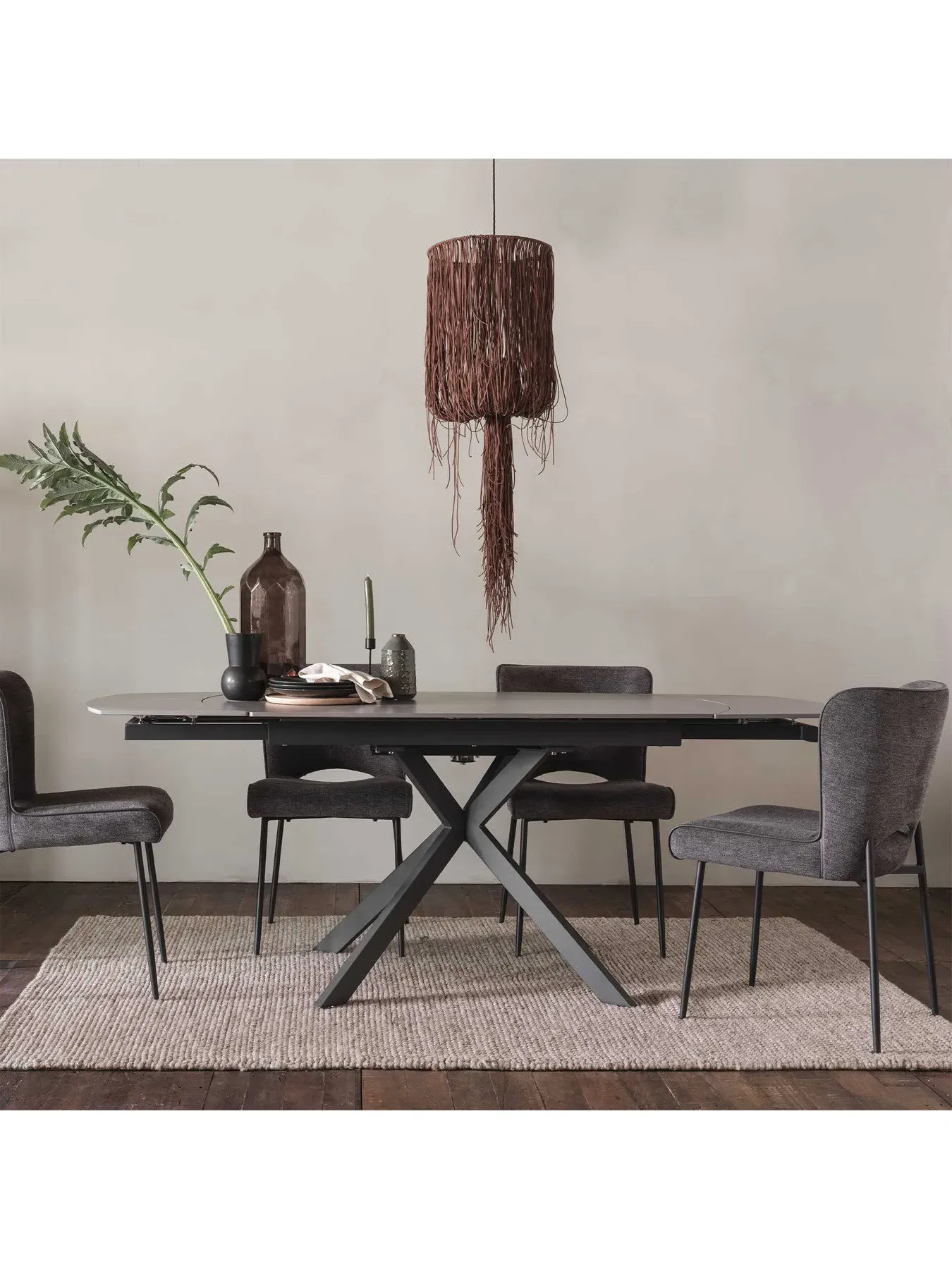 Extending Dining Table Seats 4-6 - Grey, Stone