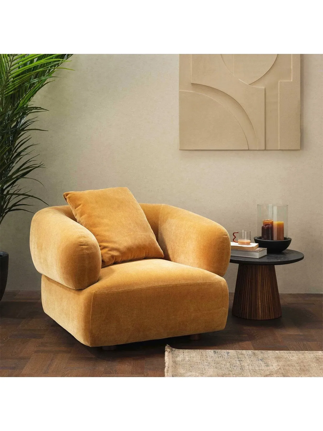 Fabric Armchair with Pocket Springs - Brown