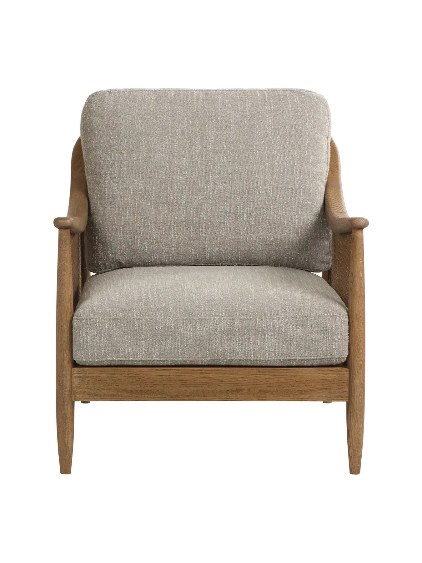 Fabric Armchair with Rattan Panels - Grey