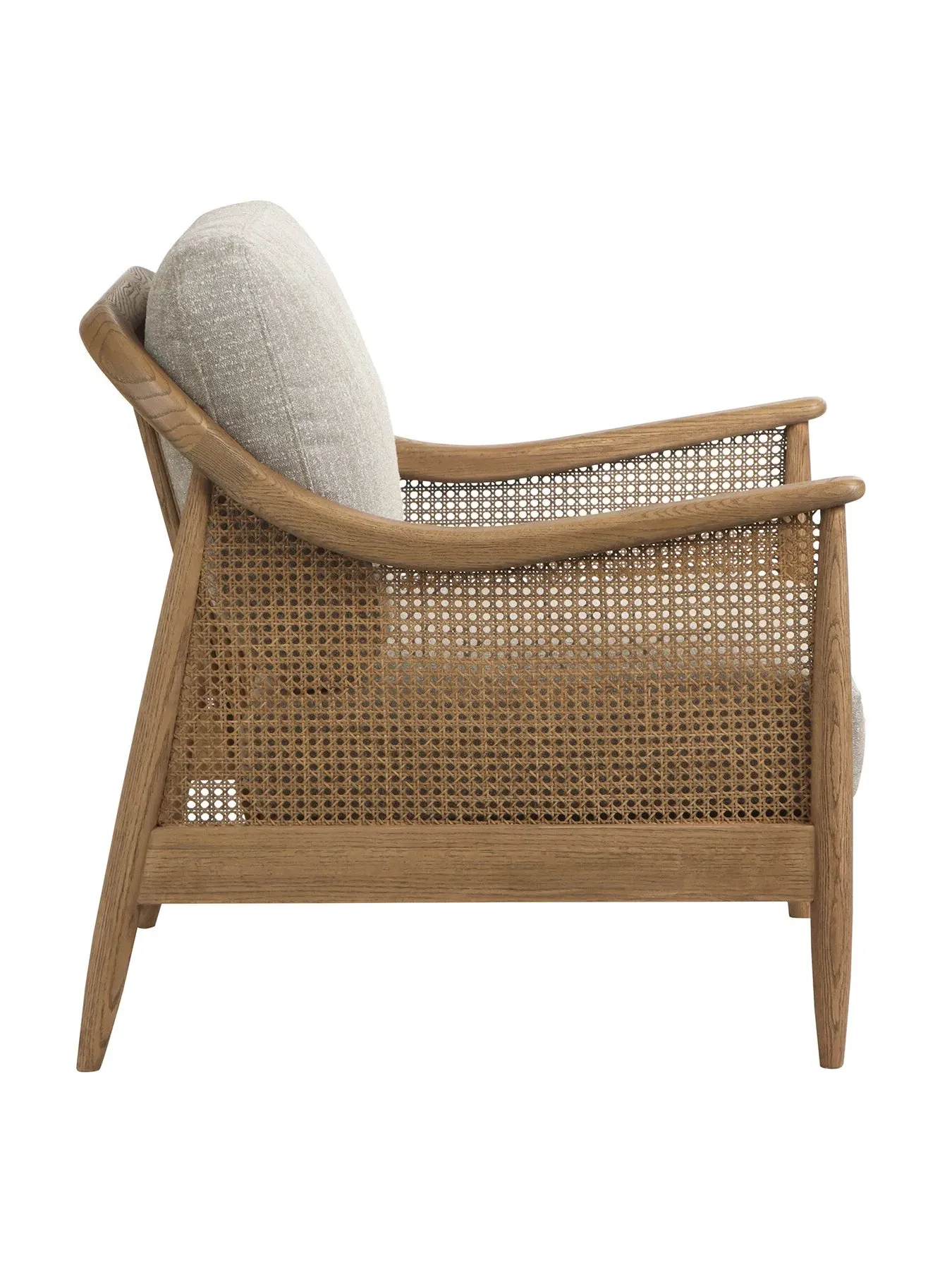 Fabric Armchair with Rattan Panels - Grey
