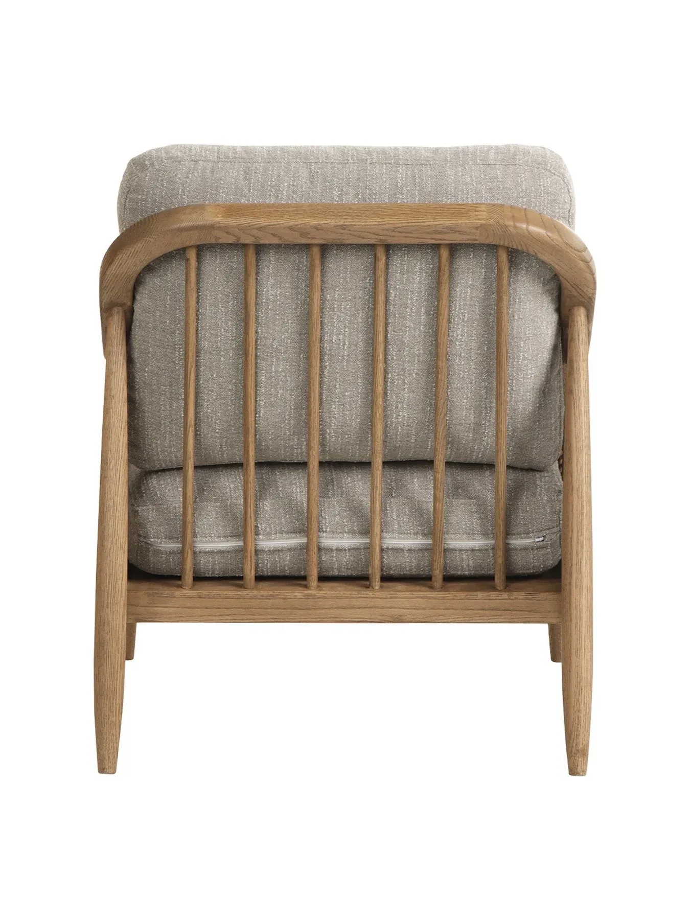 Fabric Armchair with Rattan Panels - Grey