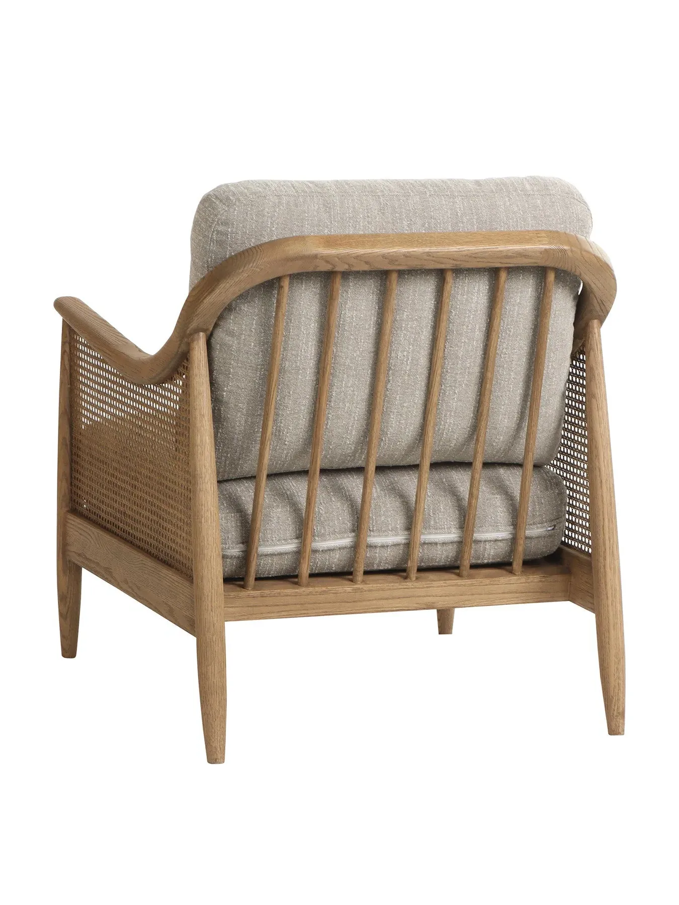 Fabric Armchair with Rattan Panels - Grey