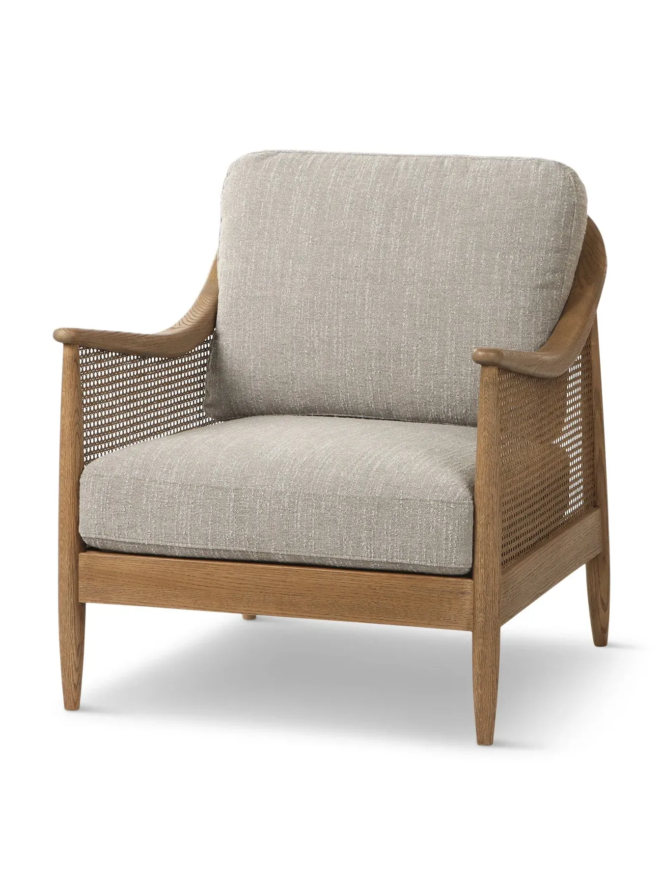 Fabric Armchair with Rattan Panels - Grey image