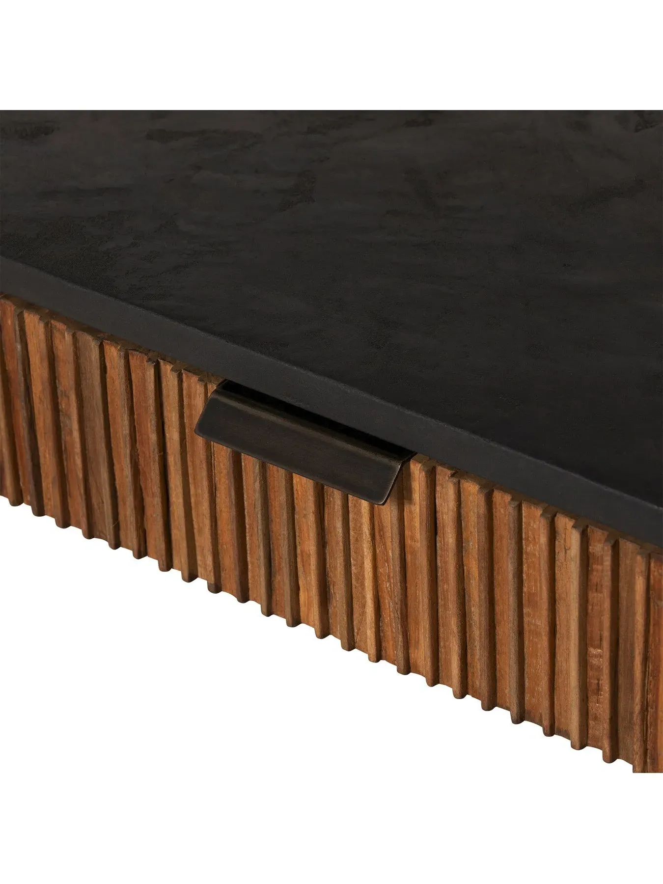 Fluted Office Desk with Drawers - Brown, Teak