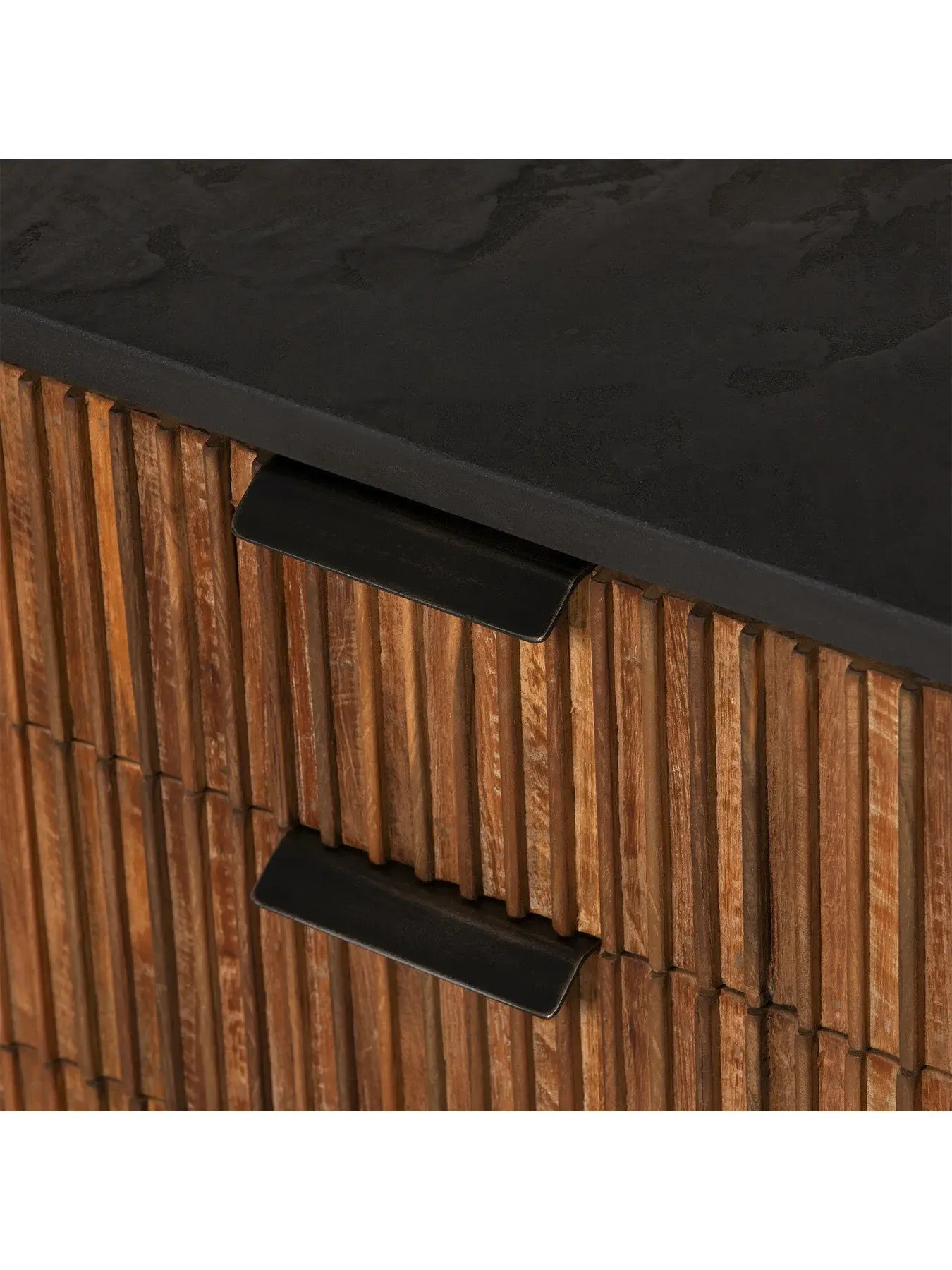 Fluted TV Unit with Cable Management - Brown, Teak