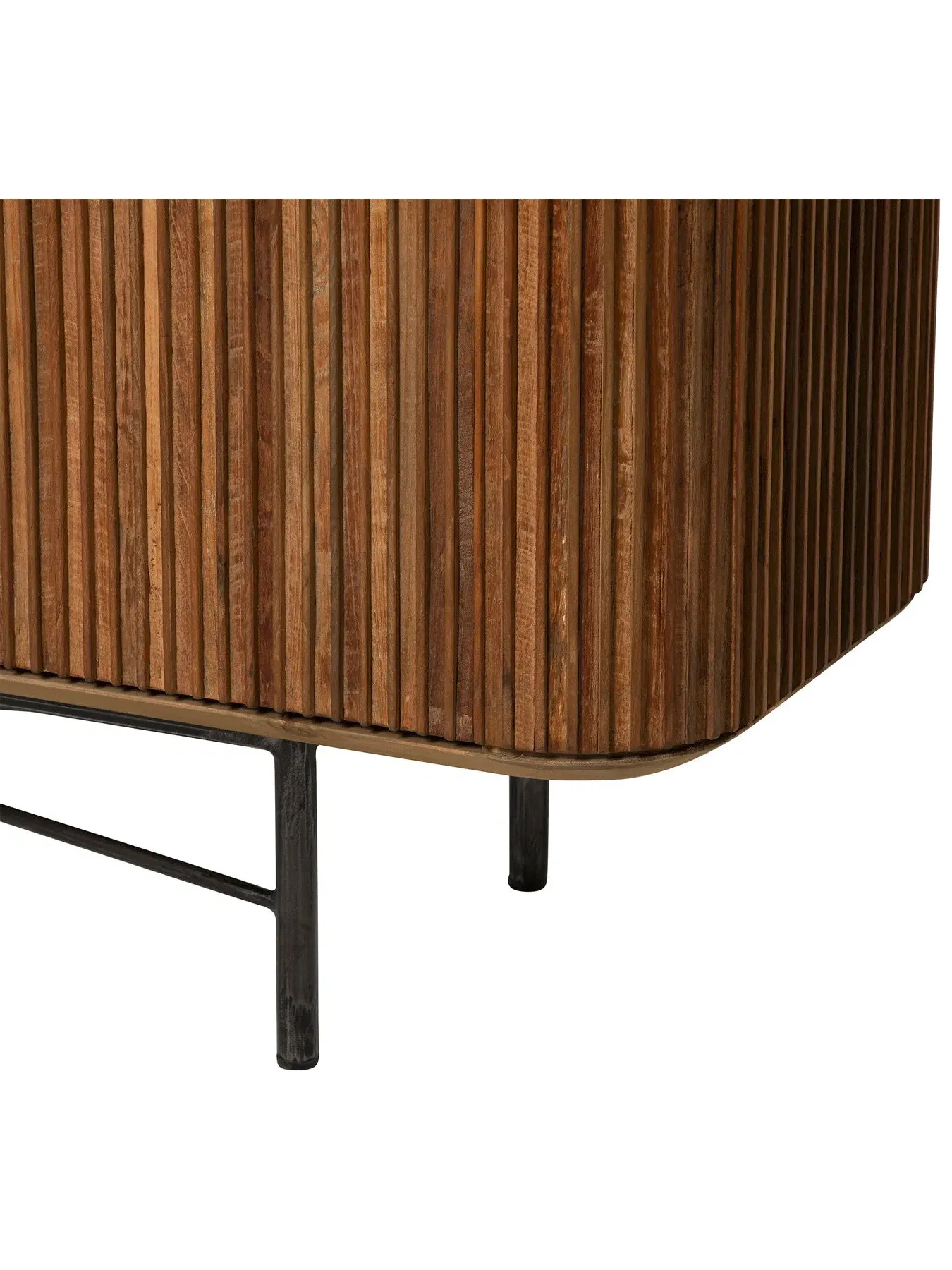 Fluted TV Unit with Cable Management - Brown, Teak