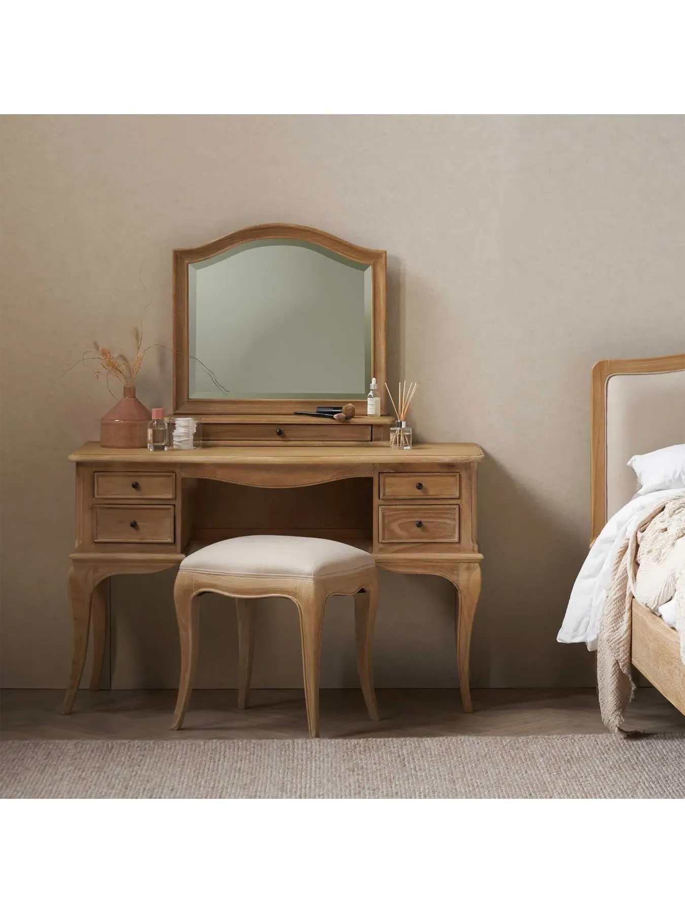 French Style Dressing Table - Neutral, Light Wood