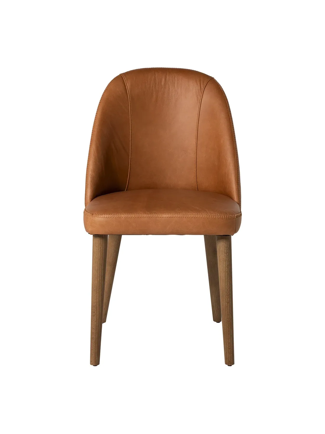 High Back Dining Chair - Brown, Leather