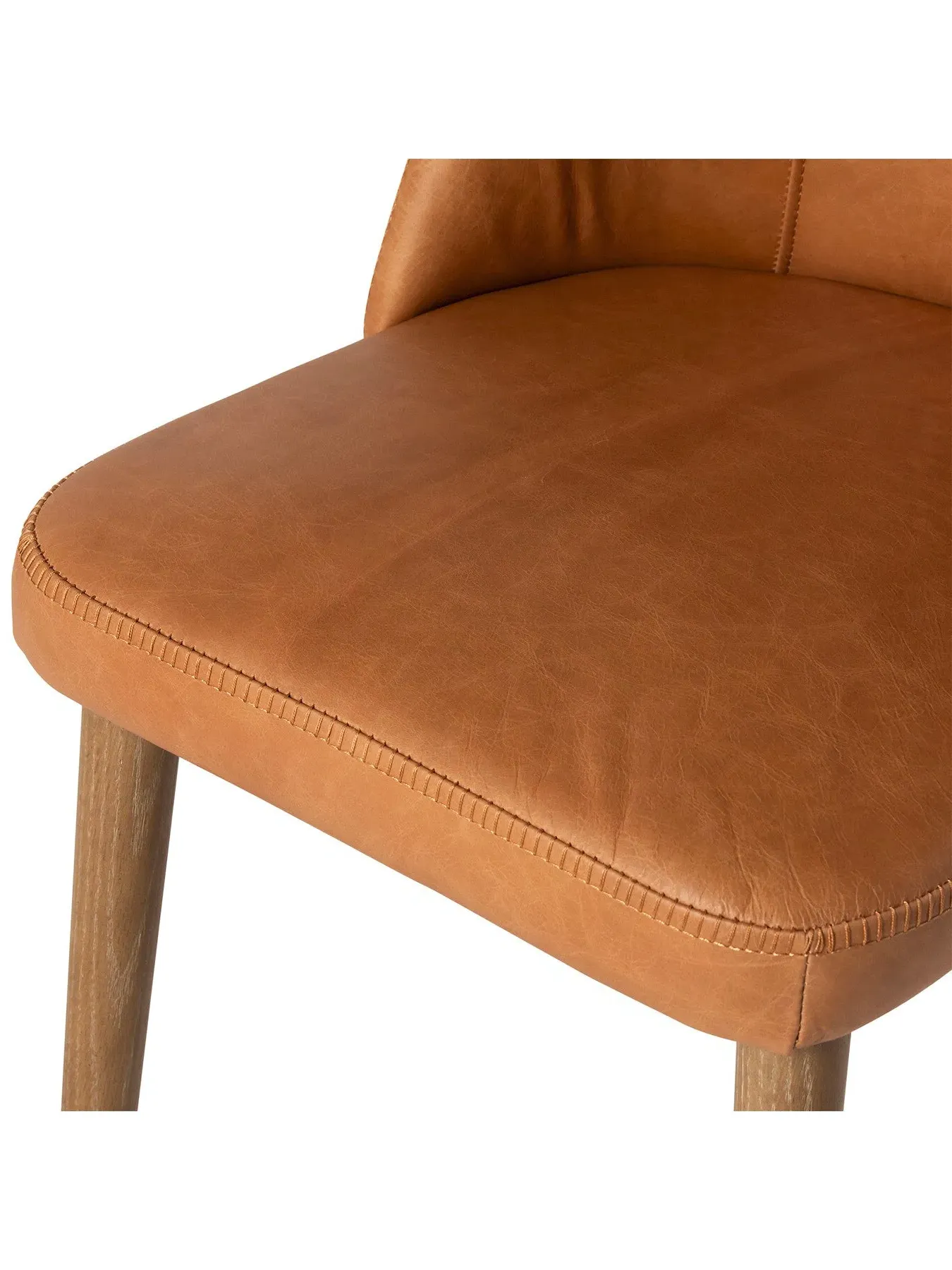 High Back Dining Chair - Brown, Leather
