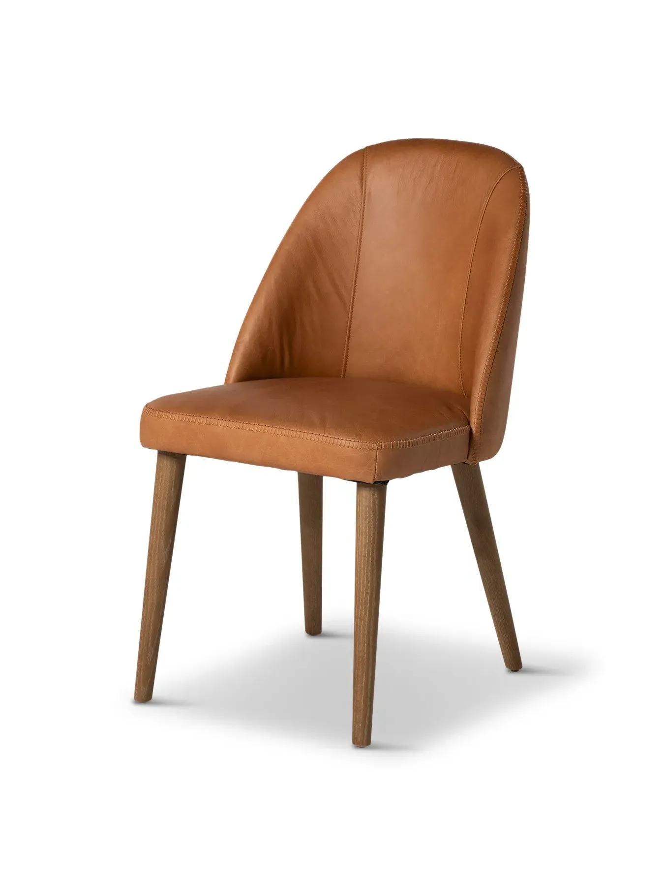 High Back Dining Chair - Brown, Leather image