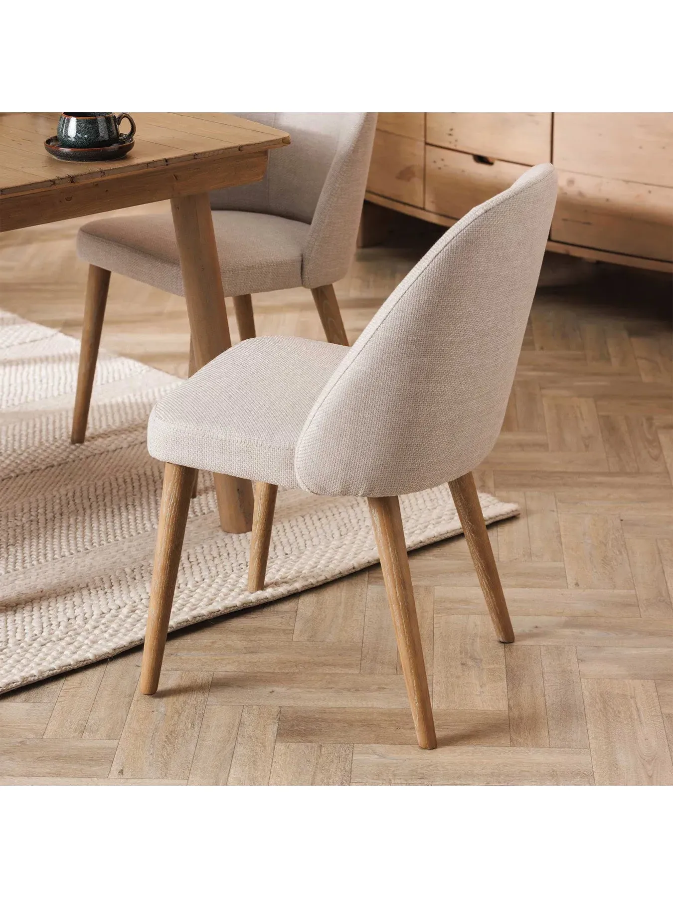 High Back Dining Chair - Neutral, Fabric
