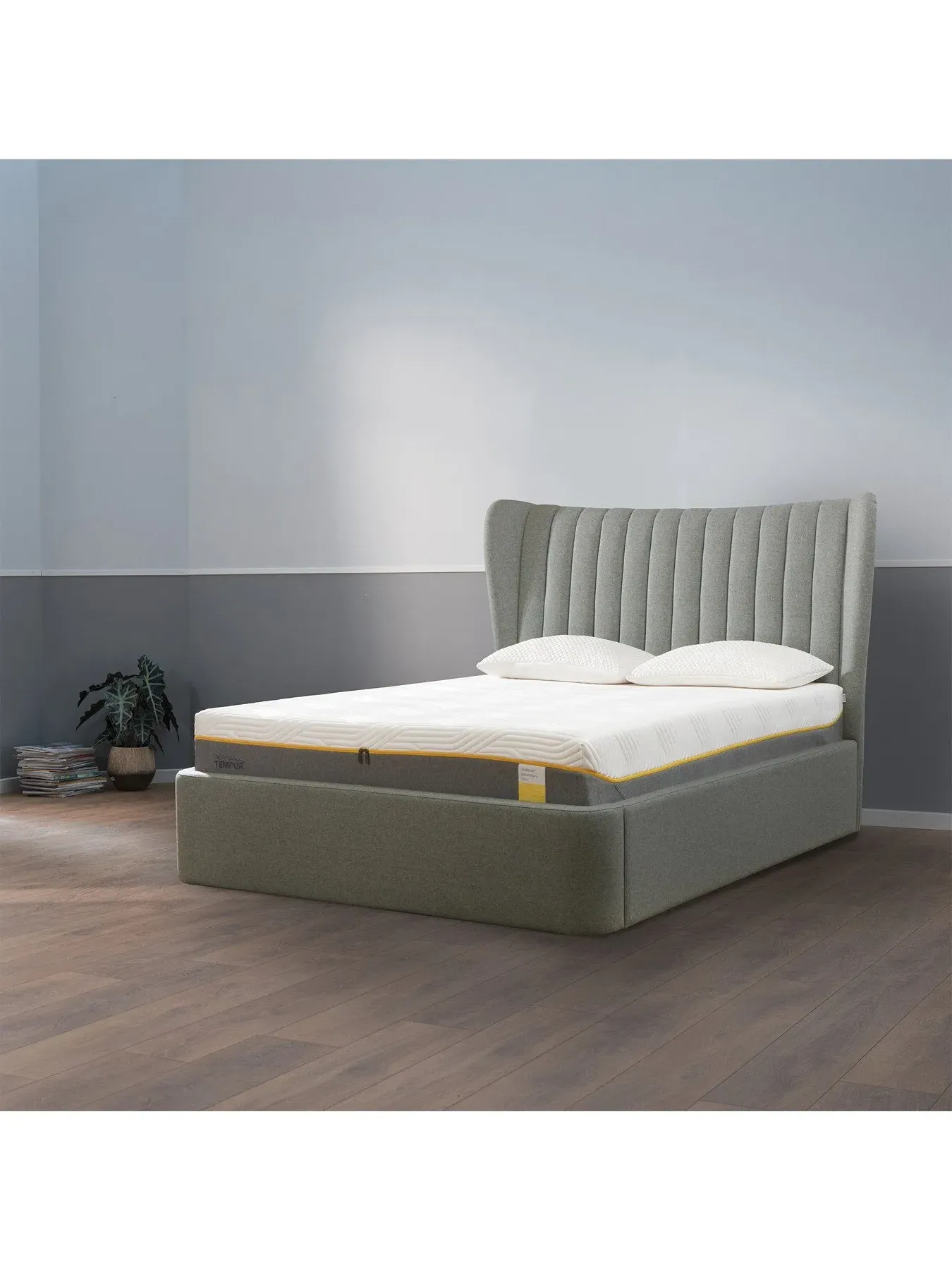 King Size Ottoman Bed Frame - Grey, Fabric