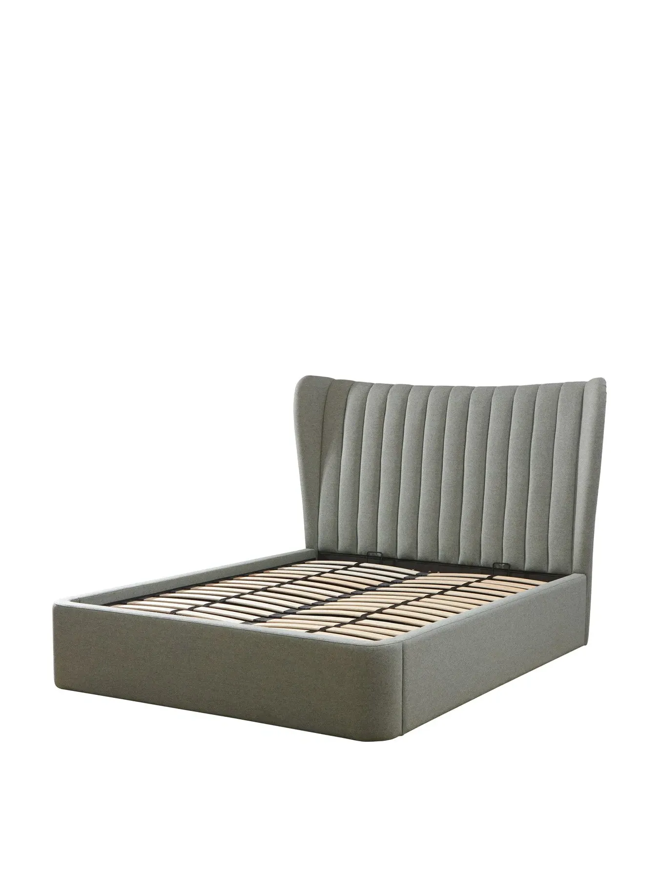 King Size Ottoman Bed Frame - Grey, Fabric