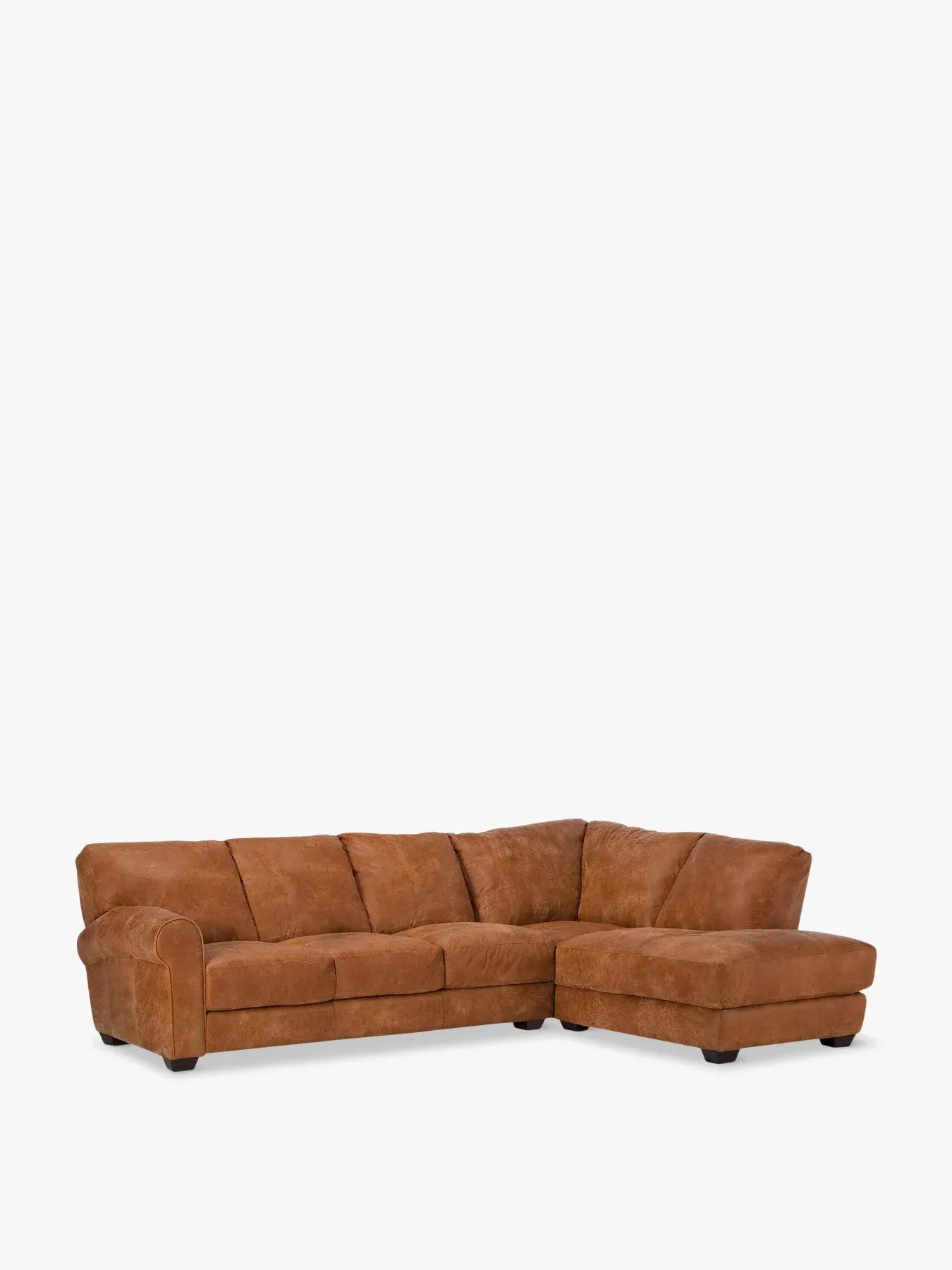 Large Left-Hand Chaise Sofa - Brown, Leather image