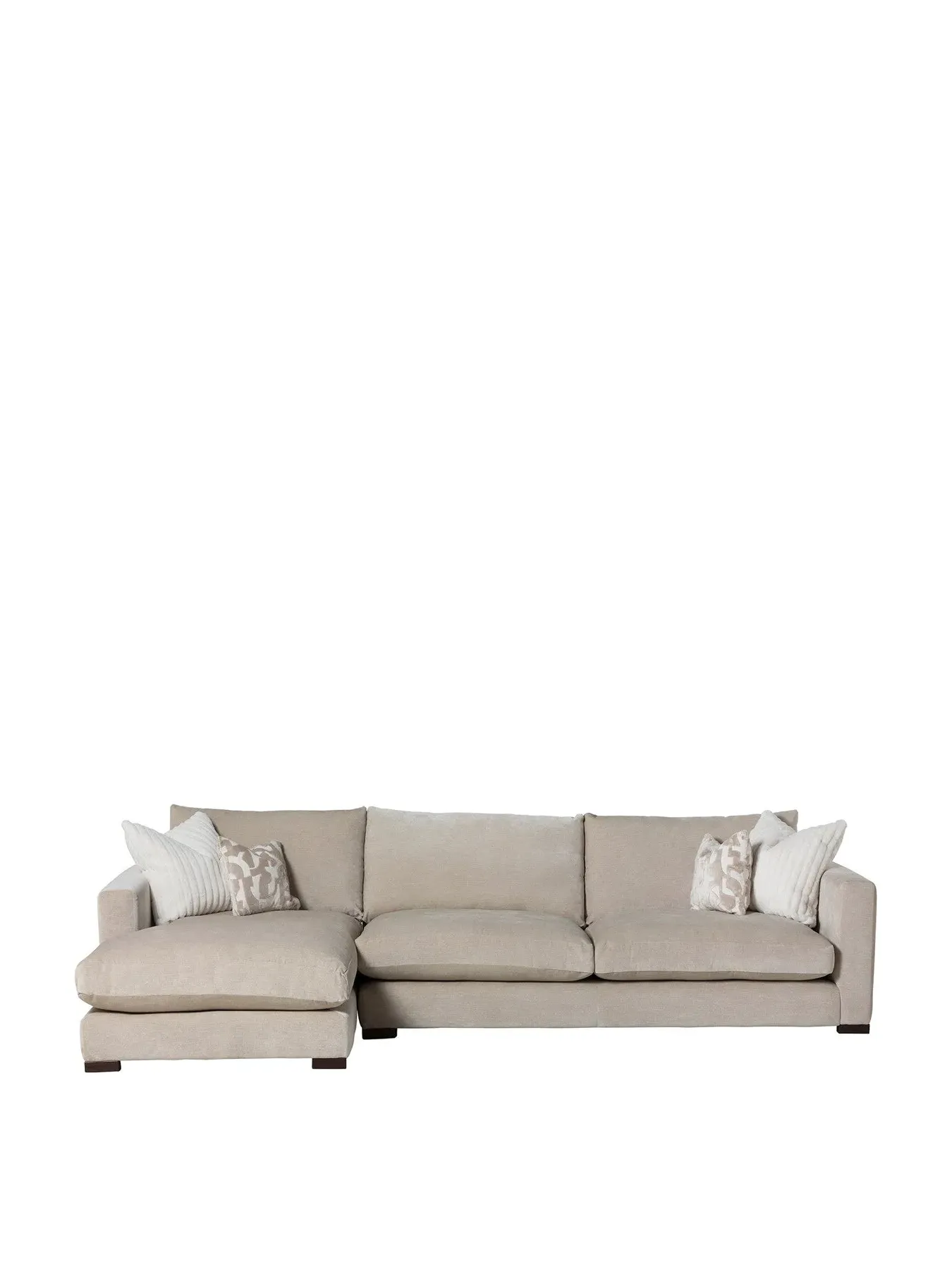 Large Right Hand Chaise Sofa - Neutral, Hardwood