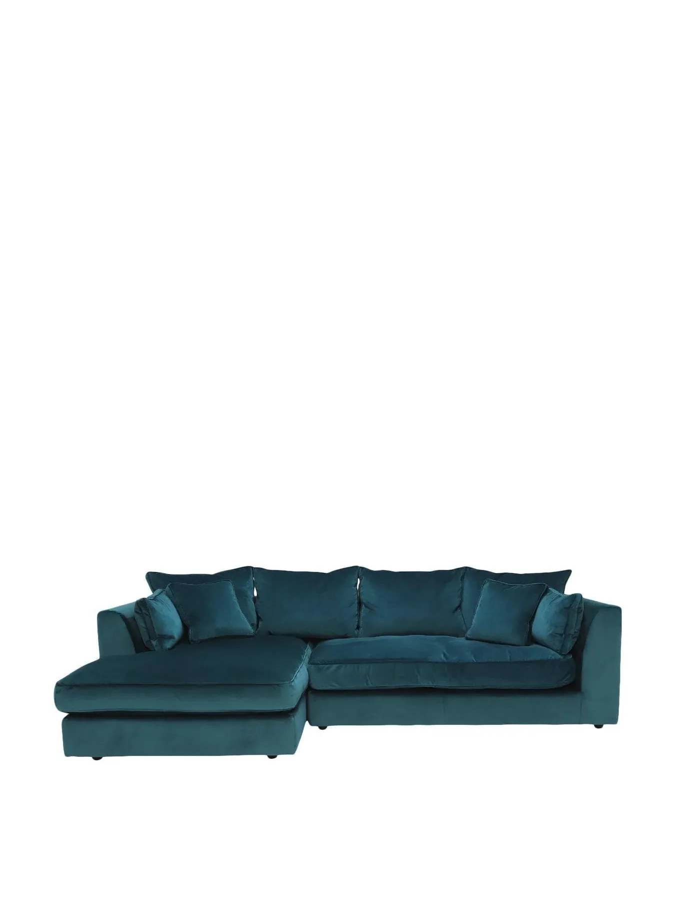 Large Right Hand Chaise Sofa - Teal, Fabric