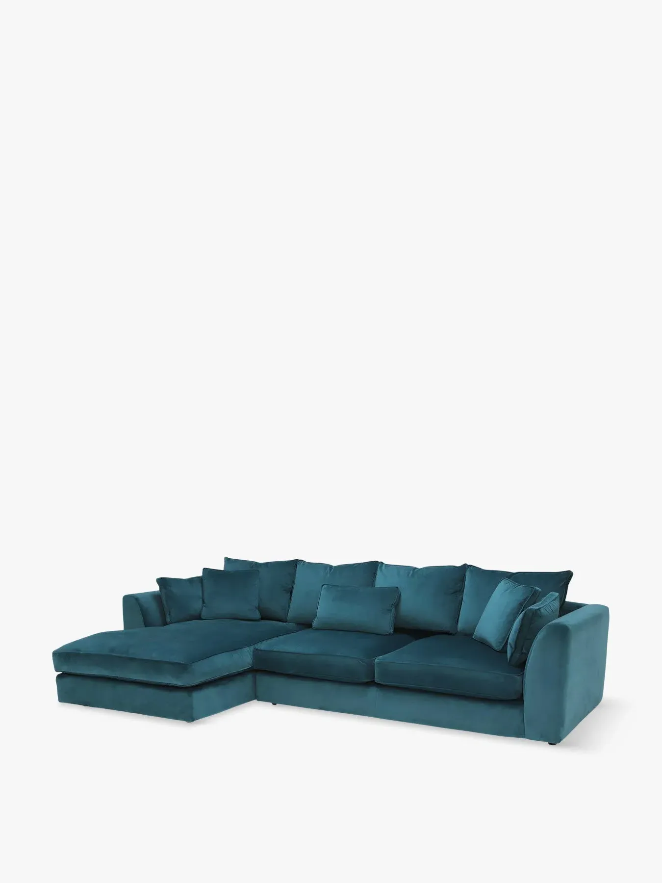 Large Right Hand Chaise Sofa - Teal, Fabric image