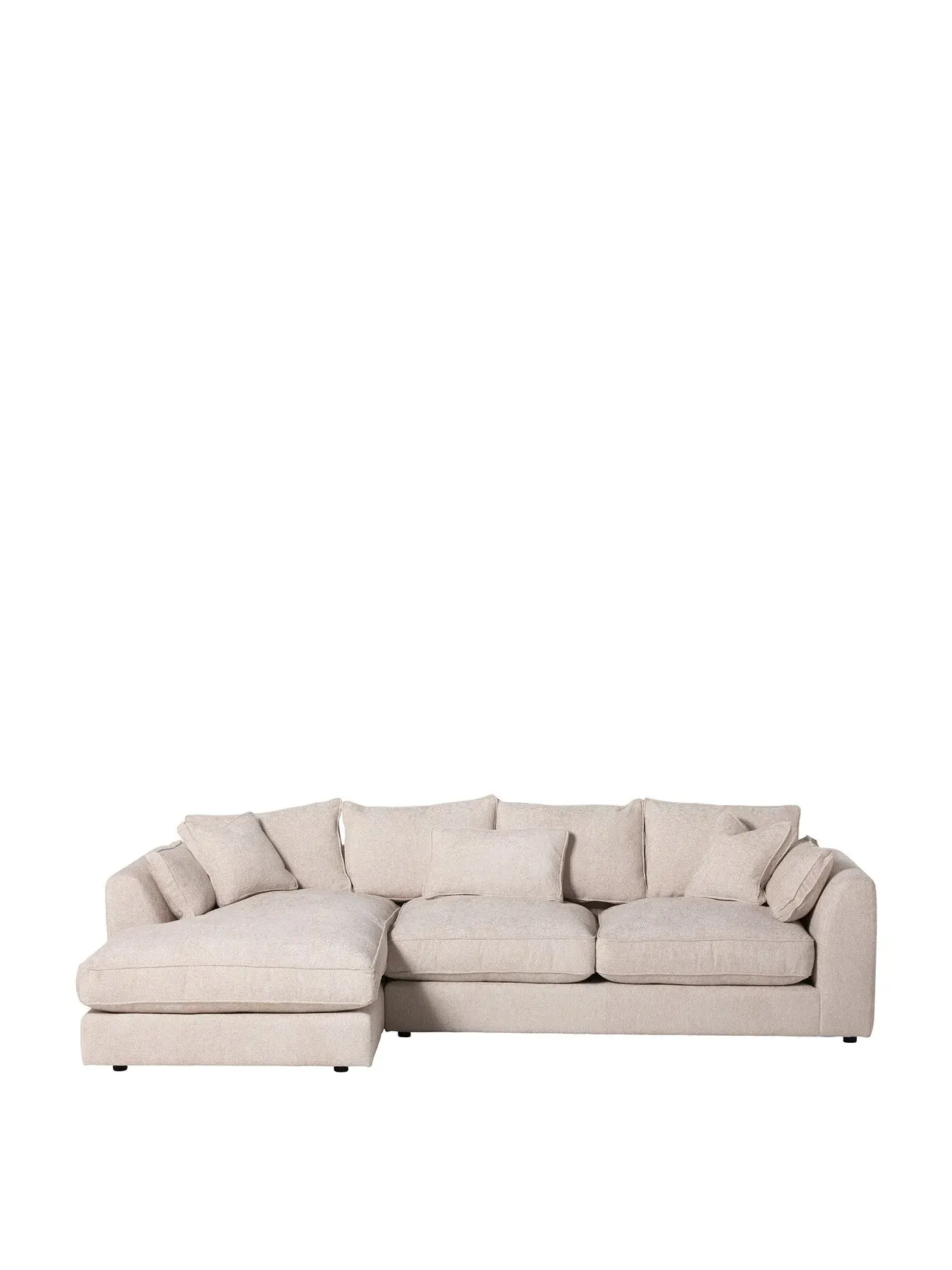 Large Right Hand Corner Sofa - Neutral, Velvet