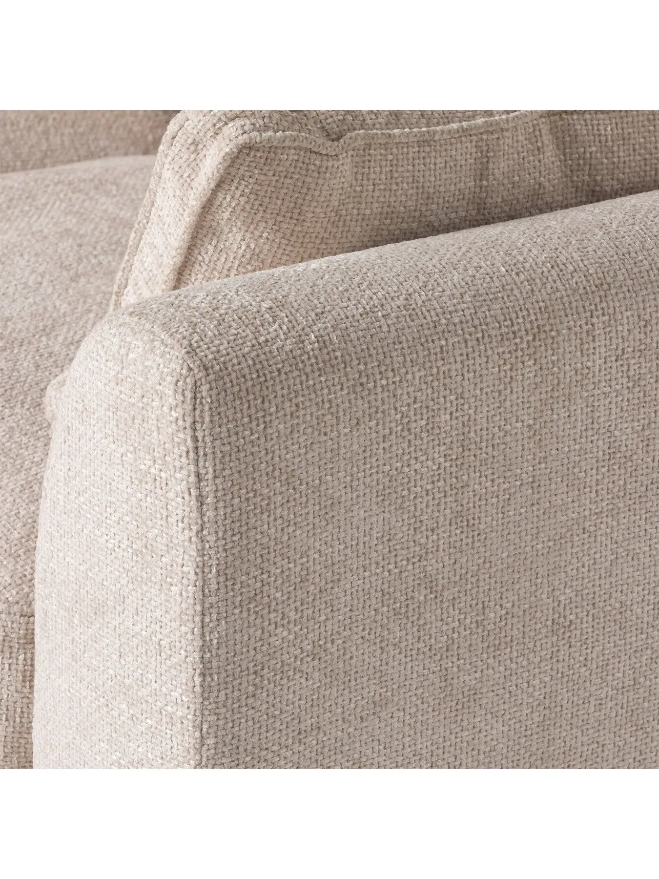 Large Right Hand Corner Sofa - Neutral, Velvet
