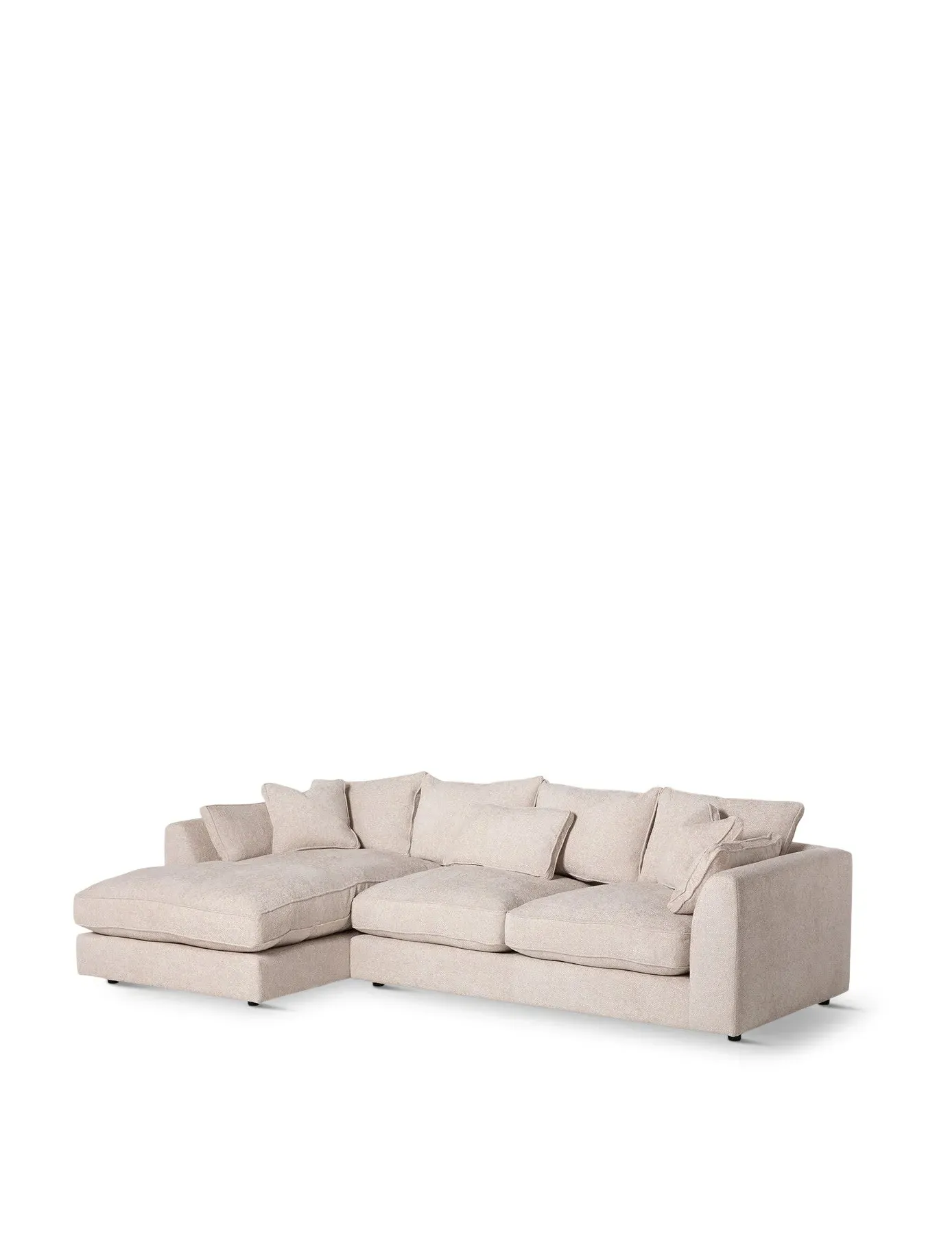 Large Right Hand Corner Sofa - Neutral, Velvet image