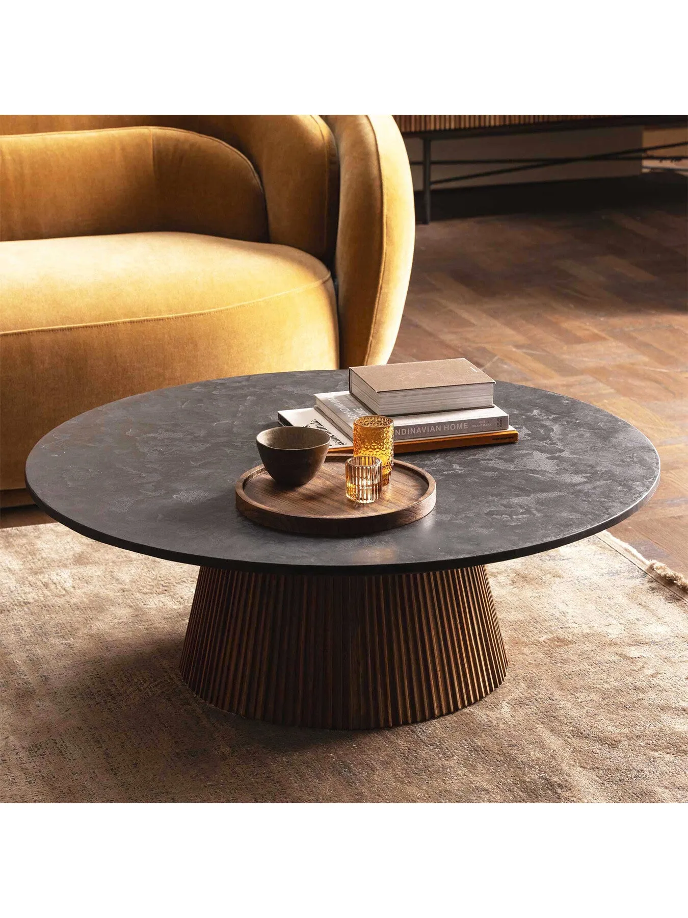 Large Round Coffee Table - Brown, Reclaimed Teak